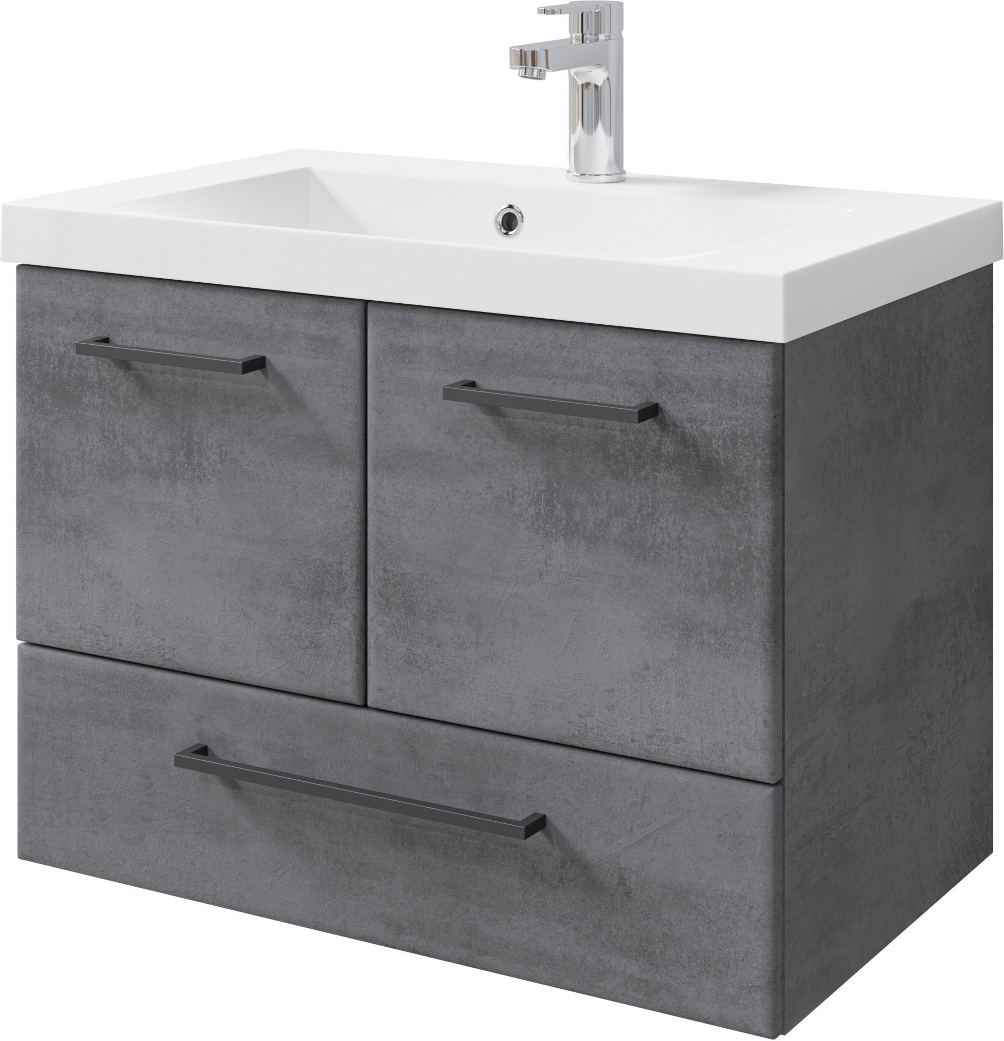 Saphir Badmöbel-Set »Quickset 945 3-teilig, Mineralmarmor-Waschtisch mit LED-Spiegelschrank« 4 Stk. tlg.