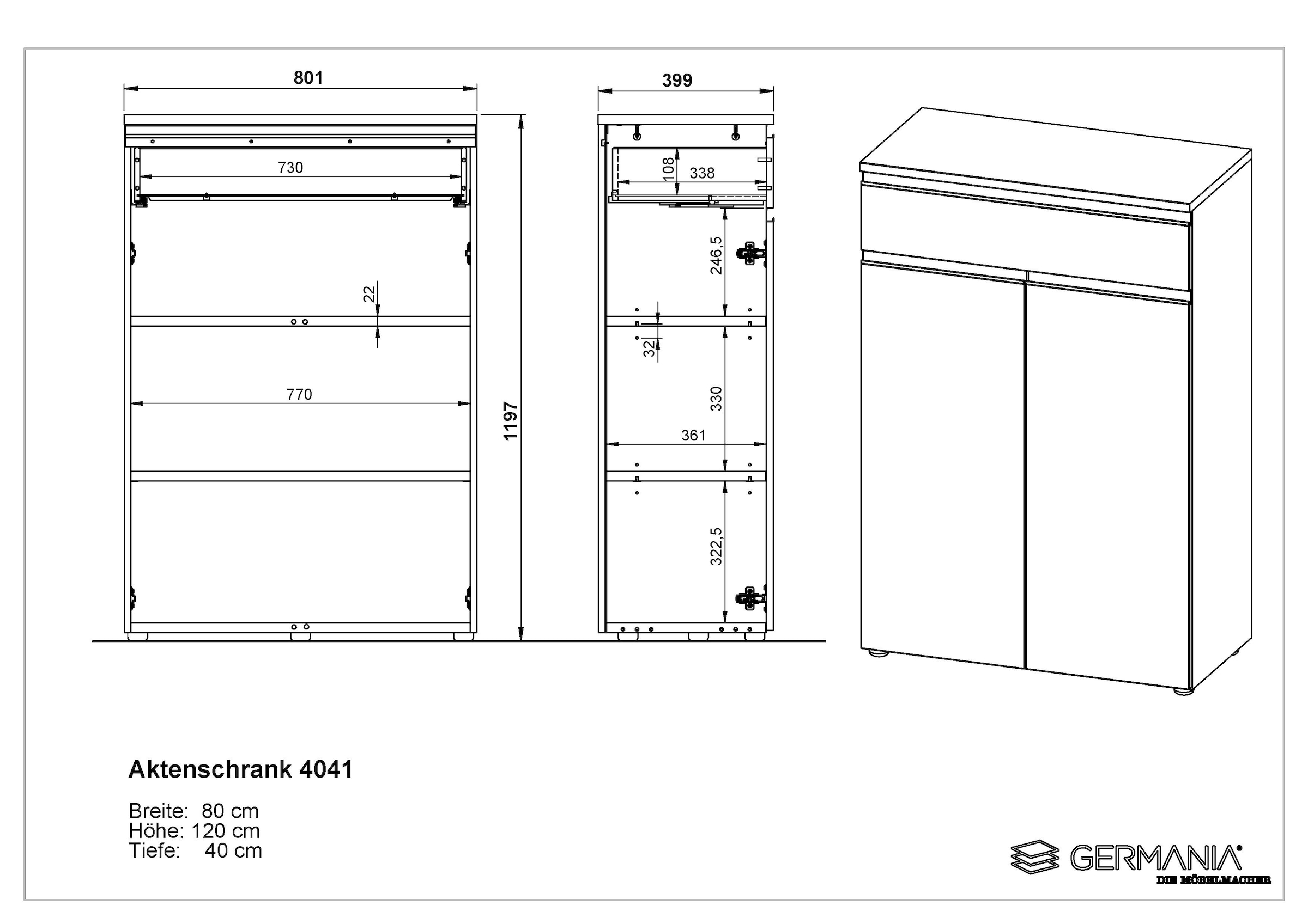 GERMANIA Büromöbel-Set »Lemont«, (3 tlg.), Set bestehend aus 2 Aktenschränke 4040 und 1 Aktenschrank 4041