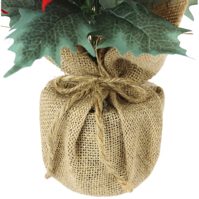 Kunstblume, Weihnachtsstern,«, kaufen Weihnachtsdeko Rechnung Kunstpflanze auf mit Jute, »Gesteck I.GE.A. Winterliche Poinsettia in