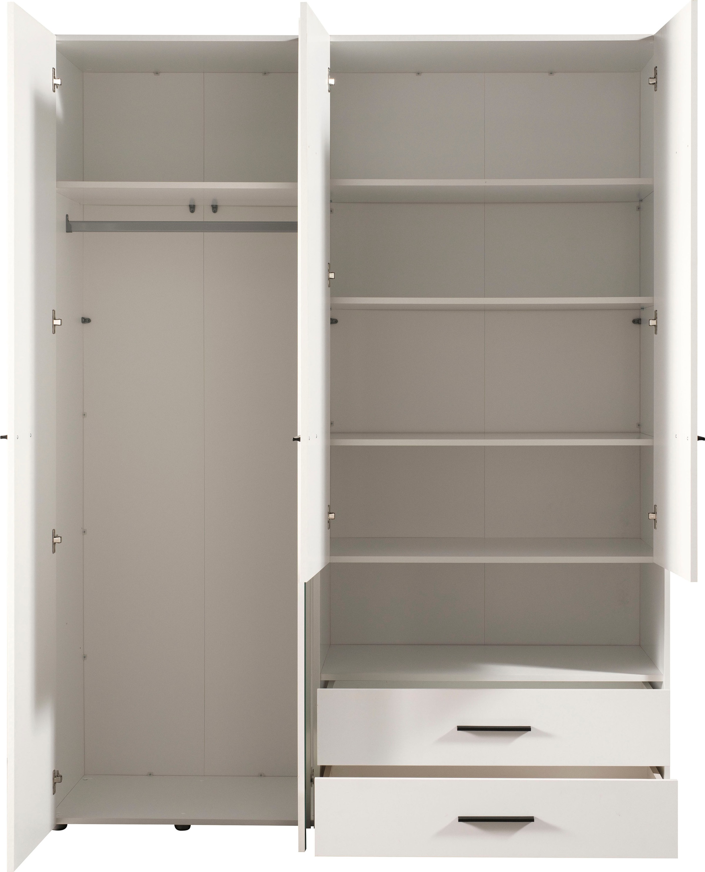 INOSIGN Kleiderschrank »Leon, FSC® -zertifiziertem Holzwerkstoff«, mit Spiegel, Innenausstattung und 2 Schubladen, 127,5x55x205,5cm