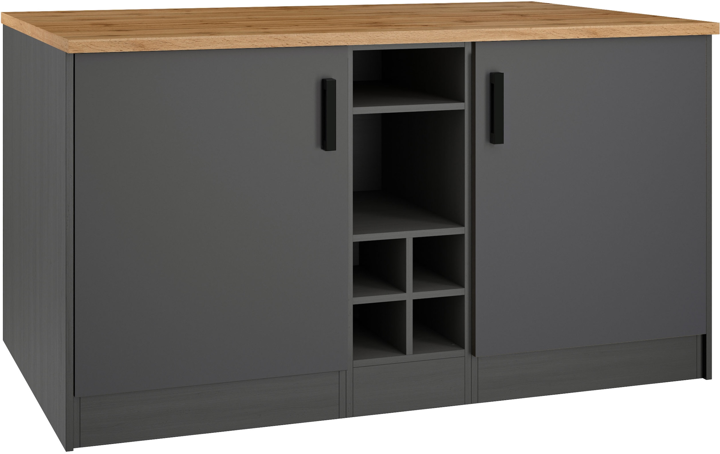 KOCHSTATION Kücheninsel »KS-Toronto«, Breite 153 cm, MDF-Fronten, Flaschenregal
