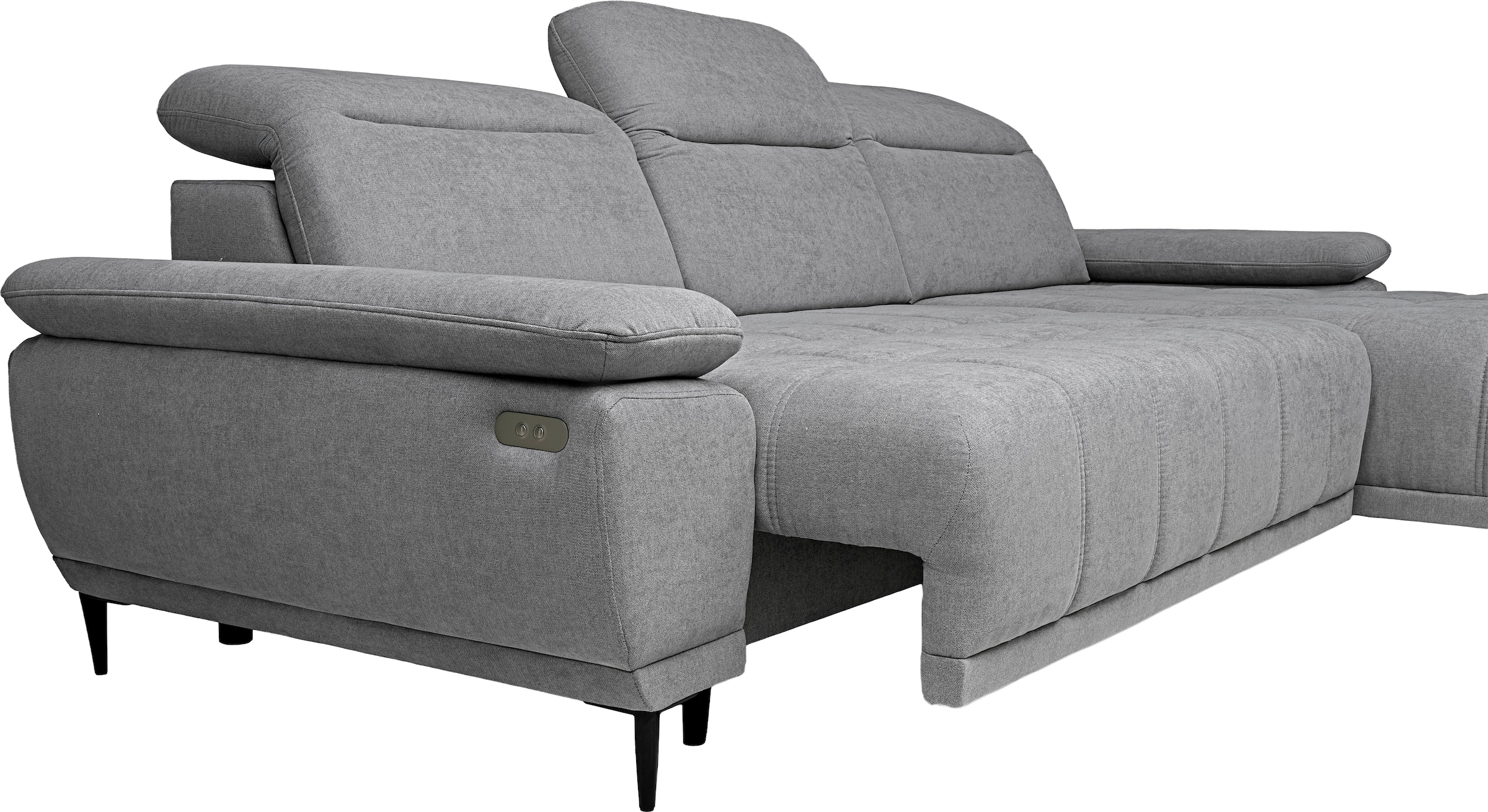 WERK2 Ecksofa »Focus-S, inkl. elektr. Sitzvorzug, manuelle Kopfteilverstellung« elektr. Sitztiefenverstellung, flexible Kopfstützen, 12cm Füße, L-Form