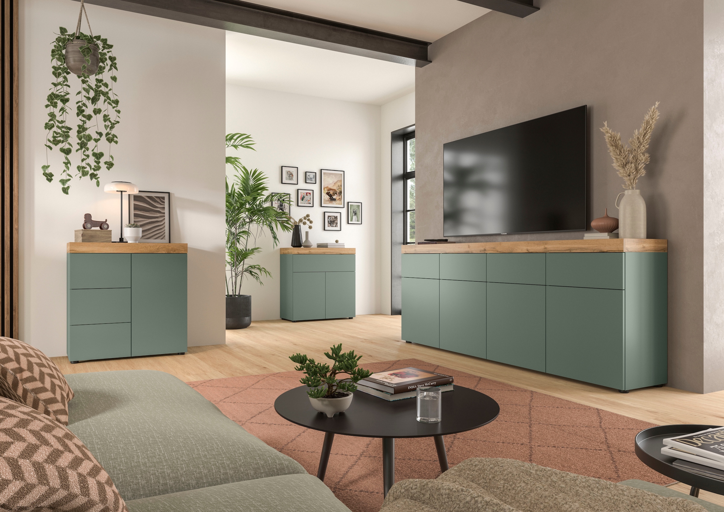 OTTO home Kommode »MAMBO, TOPSELLER!, Breite 77cm, 2 Türen, 1 Schubkasten, push-2-open« 2 farbige Ausführung, in verschiedenen Farben erhältlich, 1 Stk. tlg. Kommode, Anrichte, Wohnzimmer, Schlafzimmer