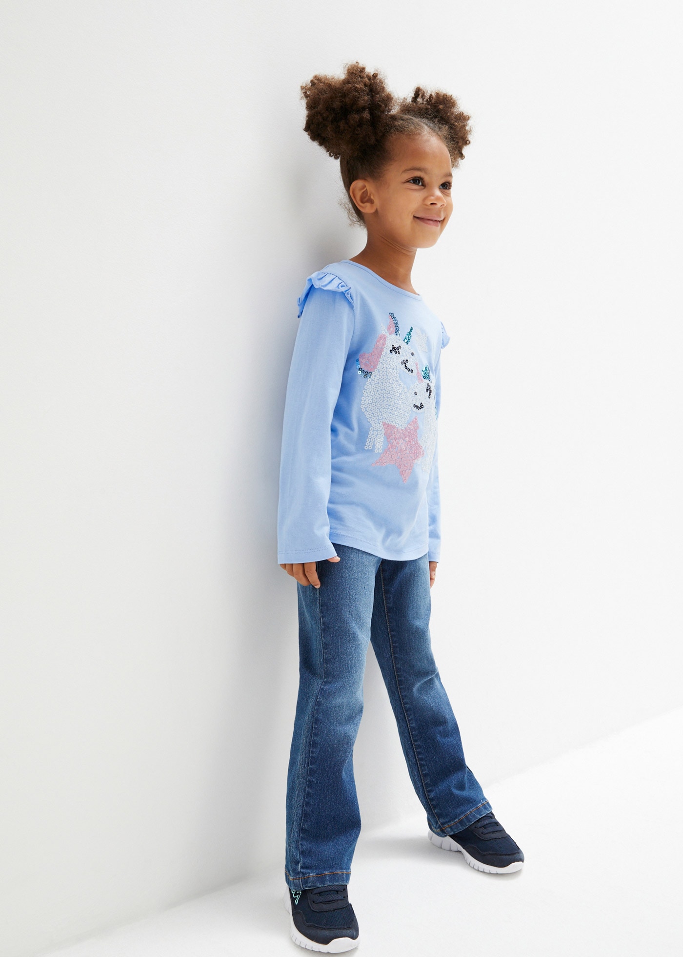 bonprix Bootcut-Jeans bequeme Passform mit Gummizug und verstellbarem Bund