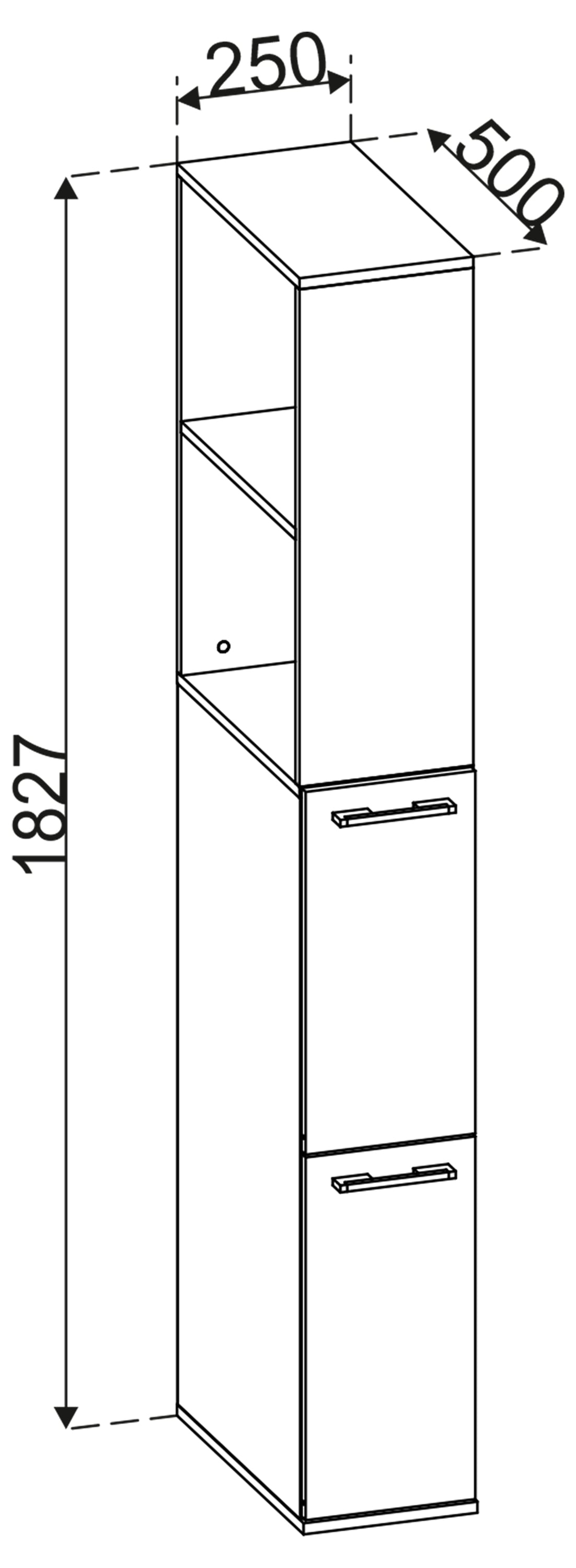 VCM Hochschrank »VCM Holz Badezimmerschrank | Badmöbel | Nischenschrank | Raumteiler | Hochschrank | Maße ca. H. 183 x B. 25 x T. 50 cm - Sadilo XL«, (1 St.)