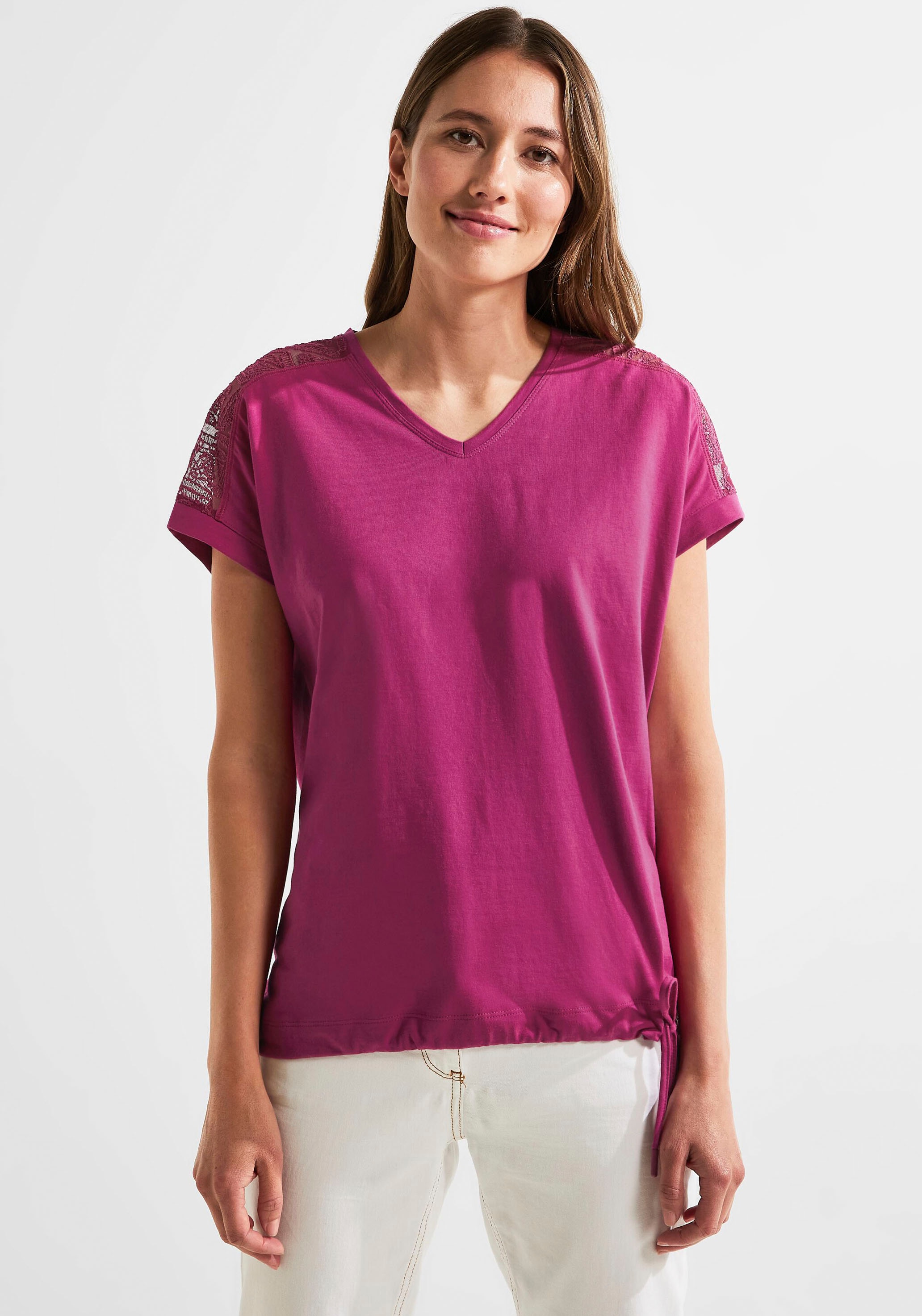 Cecil T-Shirt, mit leicht abgerundetem V -Ausschnitt