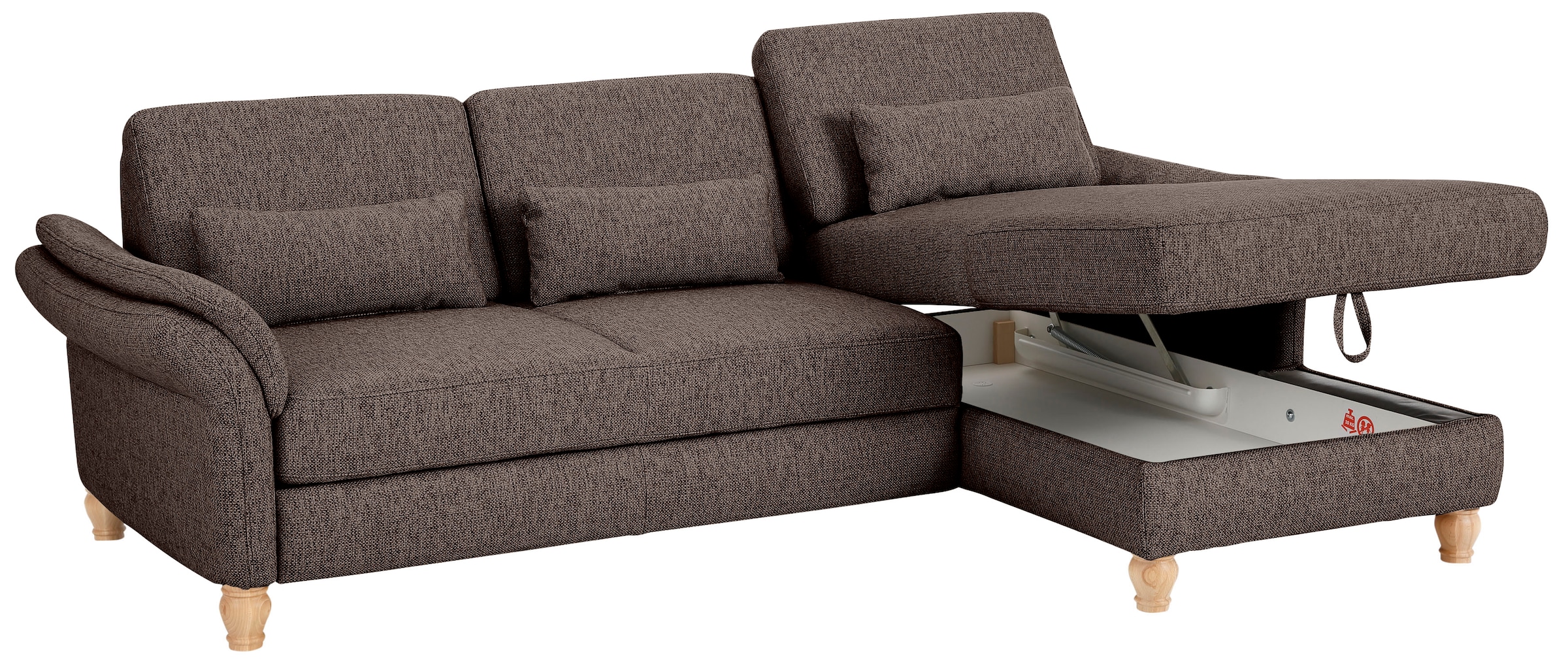 Home affaire Ecksofa »Palace L-Form«, incl. Sitztiefenverstellung, wahlweise mit Bettfunktion und Stauraum