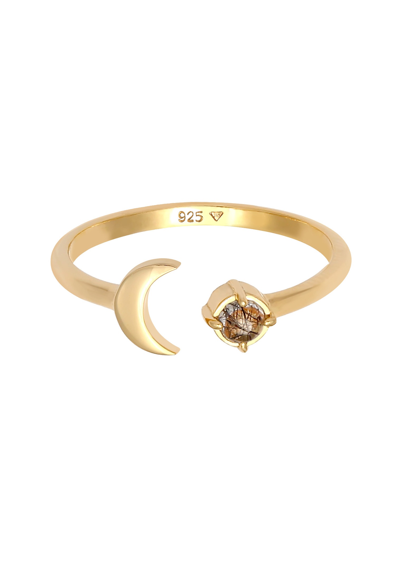 Elli Silberring »Ring Halbmond Edelstein Astro Verstellbar 925 Silber«