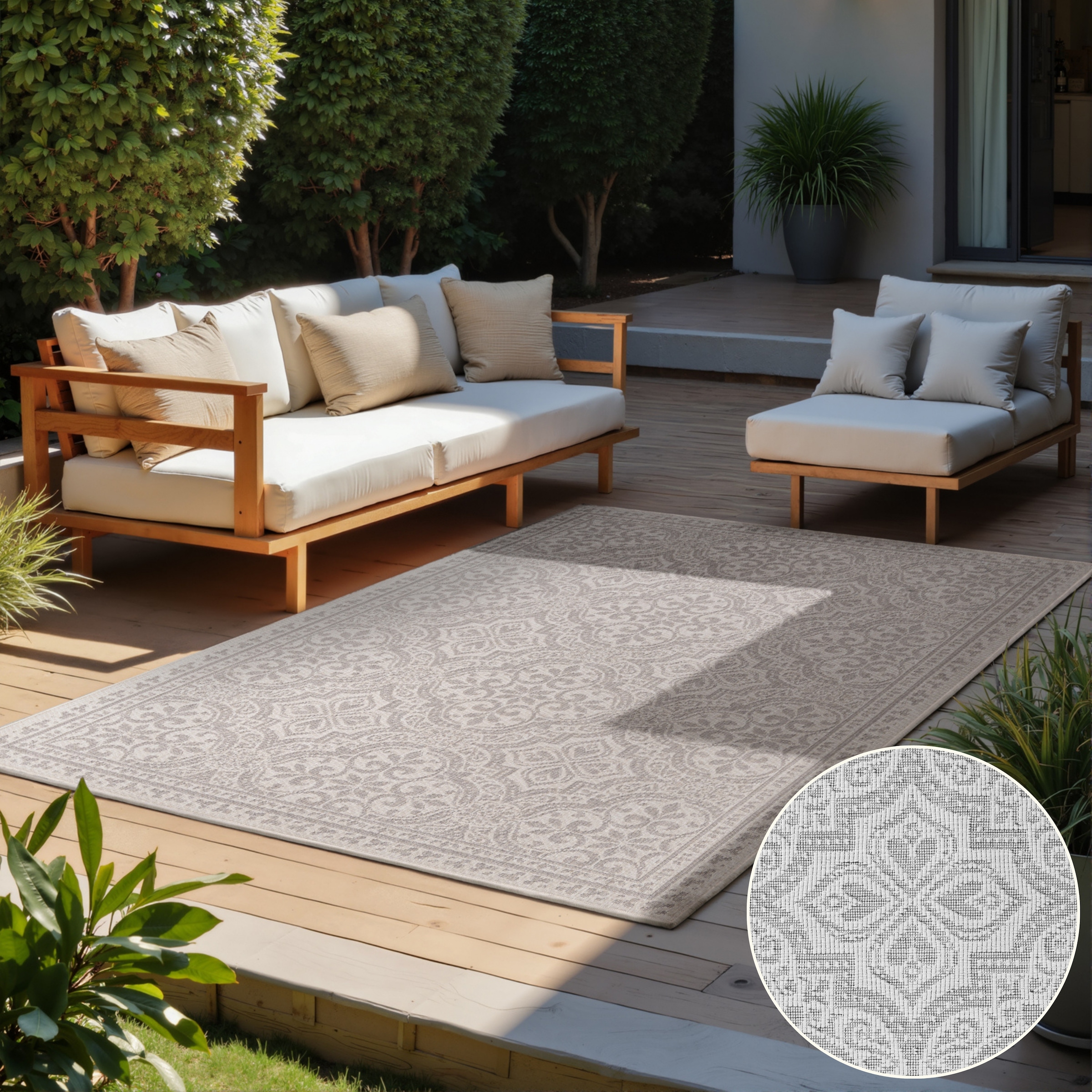 THE RUGS Rosel Reversible Rug – Indoor Outdoor Vintage Flat Woven Low Pile in White | Size: 160cm x 230cm