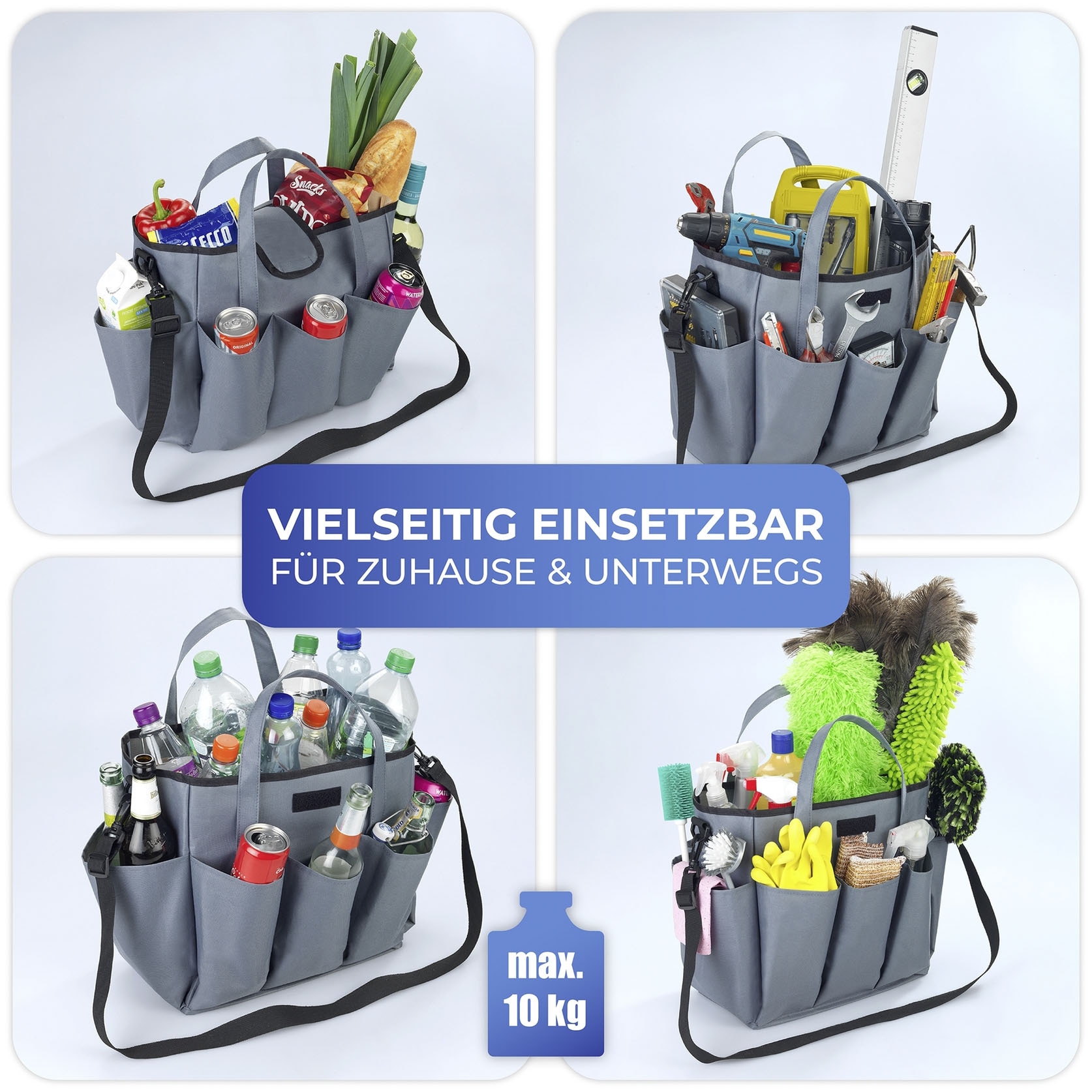 Maximex Organizer »Universal-Caddy 8 Taschen«, faltbare Tragetasche für zuhause und unterwegs, 15 Liter