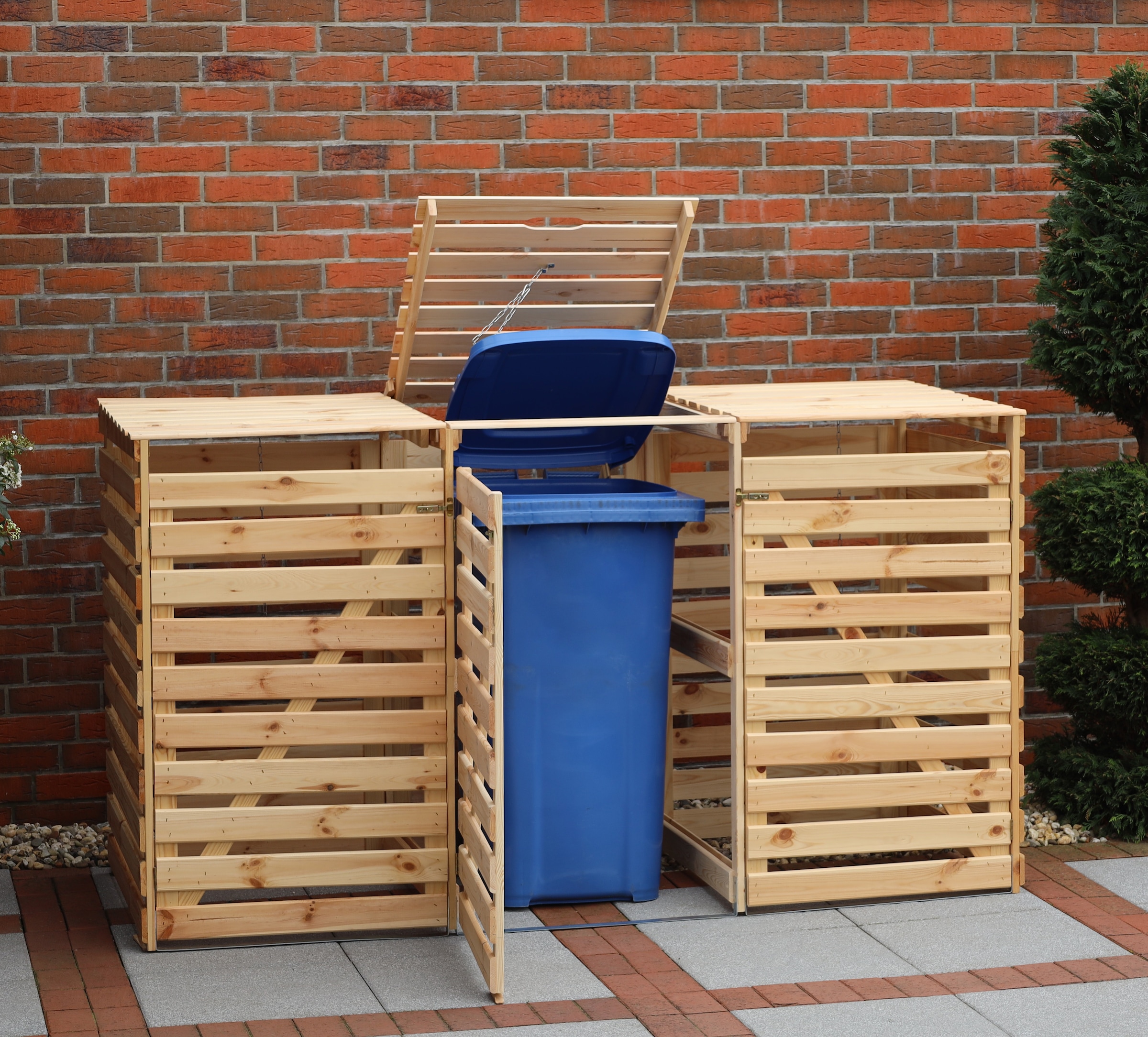 promadino Mülltonnenbox »Vario V« für 2 Tonnen, robust aus zertifiziertem Kiefernholz