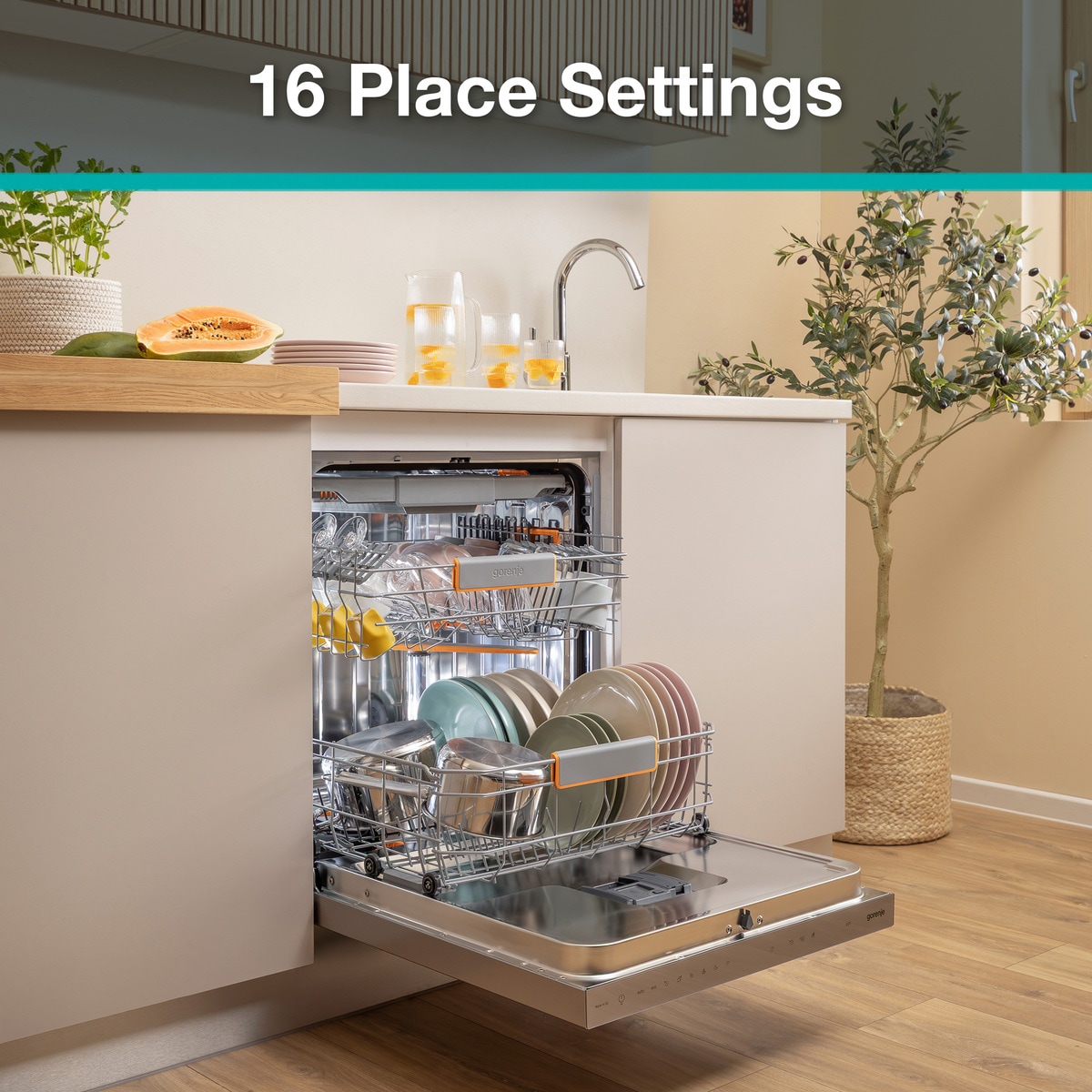 GORENJE Unterbaugeschirrspüler »GU673A65X« 9,5 l 16 Maßgedecke TotalDry - auto. Türöffnung