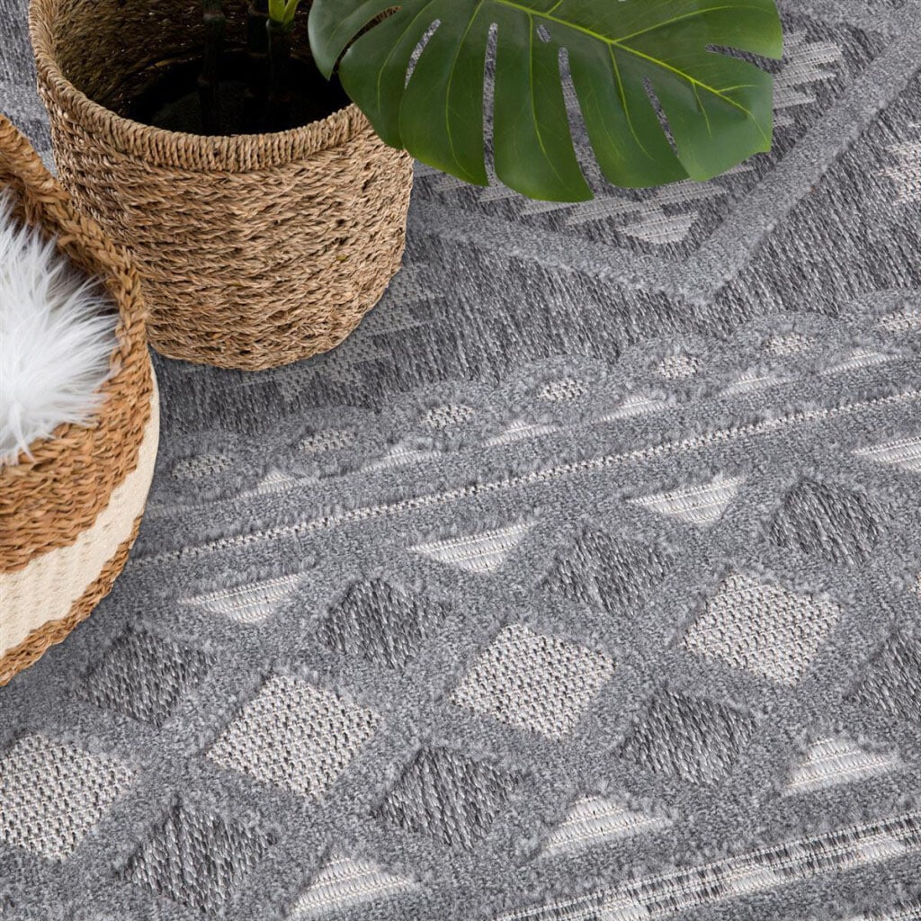 Carpet City Teppich »In-& Outdoorteppich Santorini 435, 3D-Effekt, Boho-Look«, rechteckig, 5 mm Höhe, Wetterfest & UV-beständig für Terrasse, Balkon, Küche, Flur