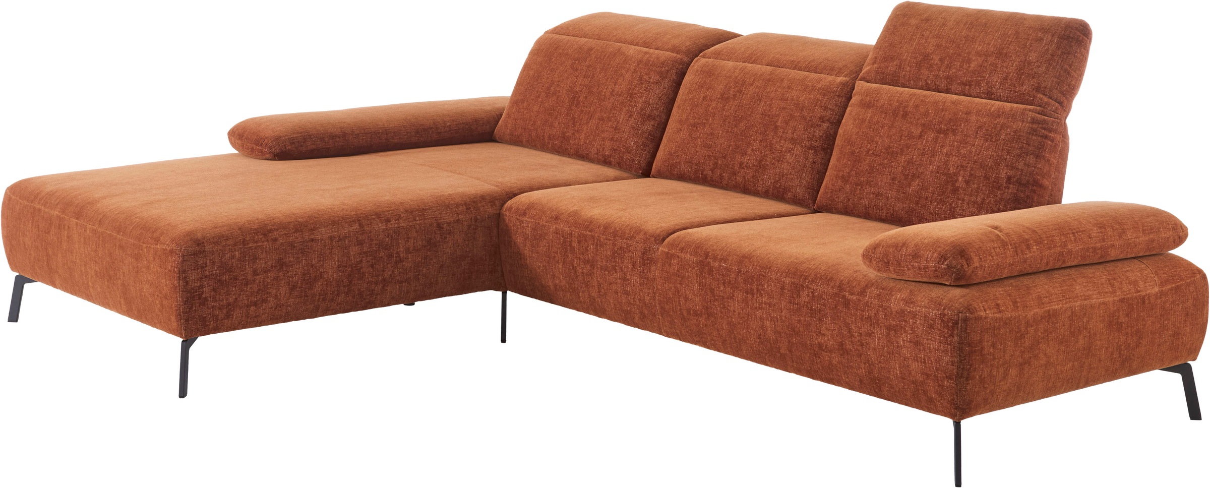 Home affaire Ecksofa »Liora, L-Form mit verstellbarem Kopfteil, Breite 291 cm« klappbare Armlehne, Tonnentaschenfederkern&saugroboterfreundliche Höhe
