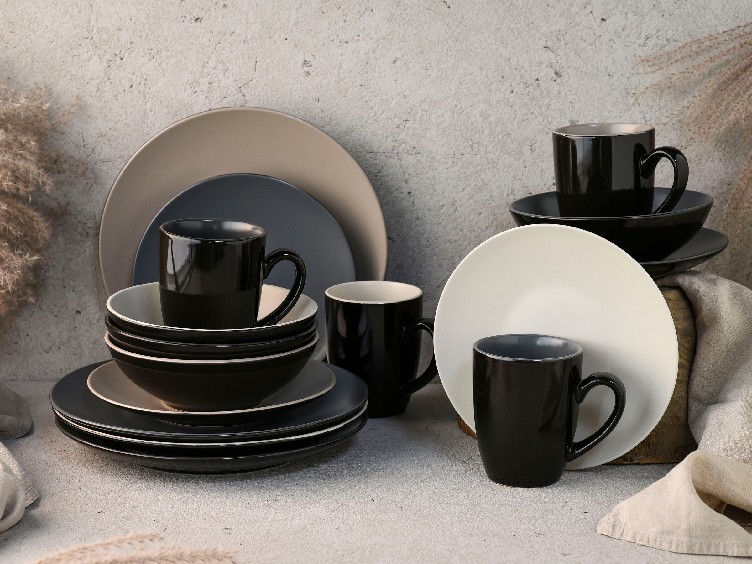 CreaTable Kombiservice »Geschirr-Set Very Cool«, (Set, 16 tlg., Kaffeeservice und Tafelservice im Set, für 4 Personen), Service, coole Farben, 16 Teile, für 4 Personen