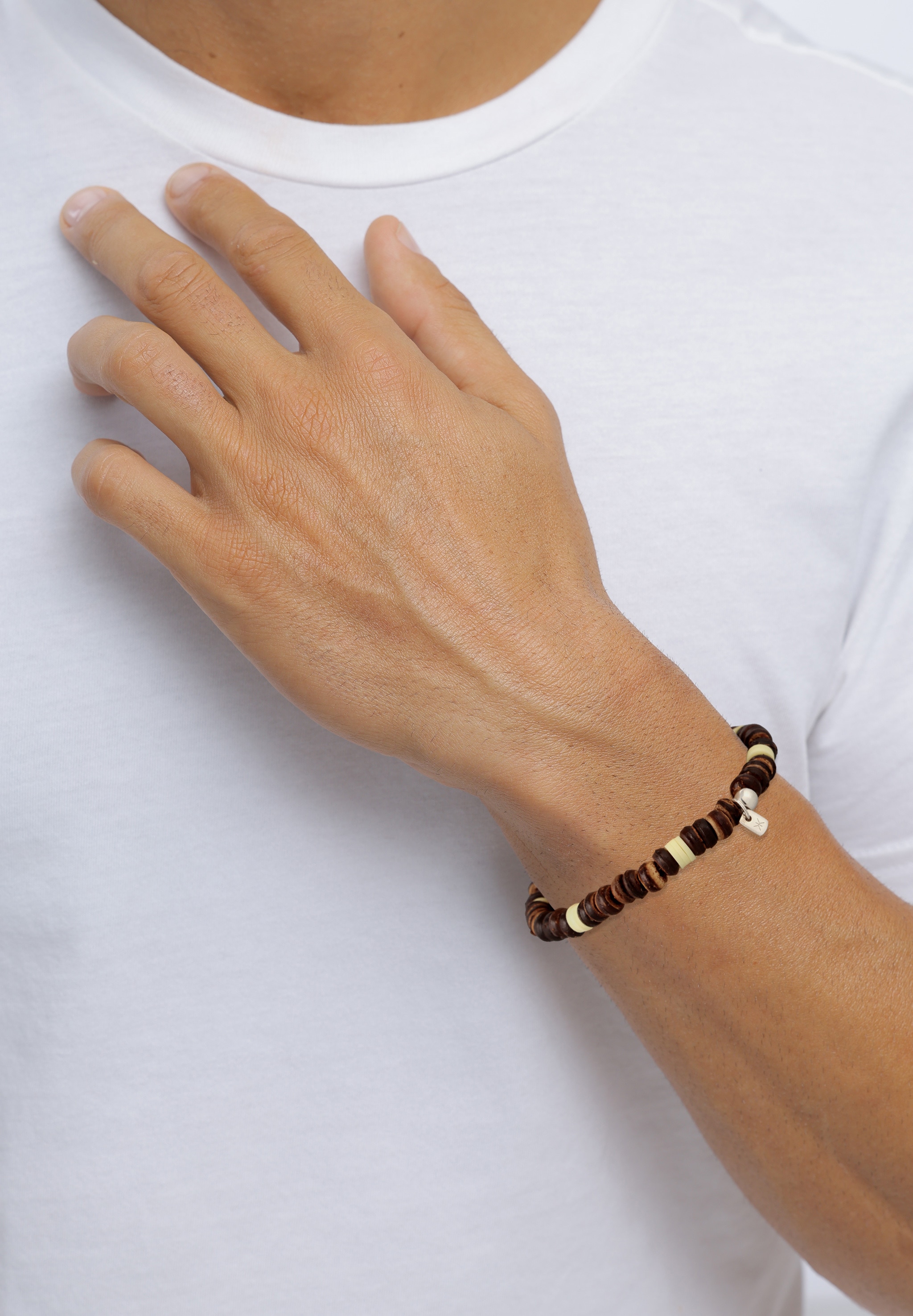 Kuzzoi Armkette »Armband Kokosnuss Perlen Braun 925 Sterling Silber«