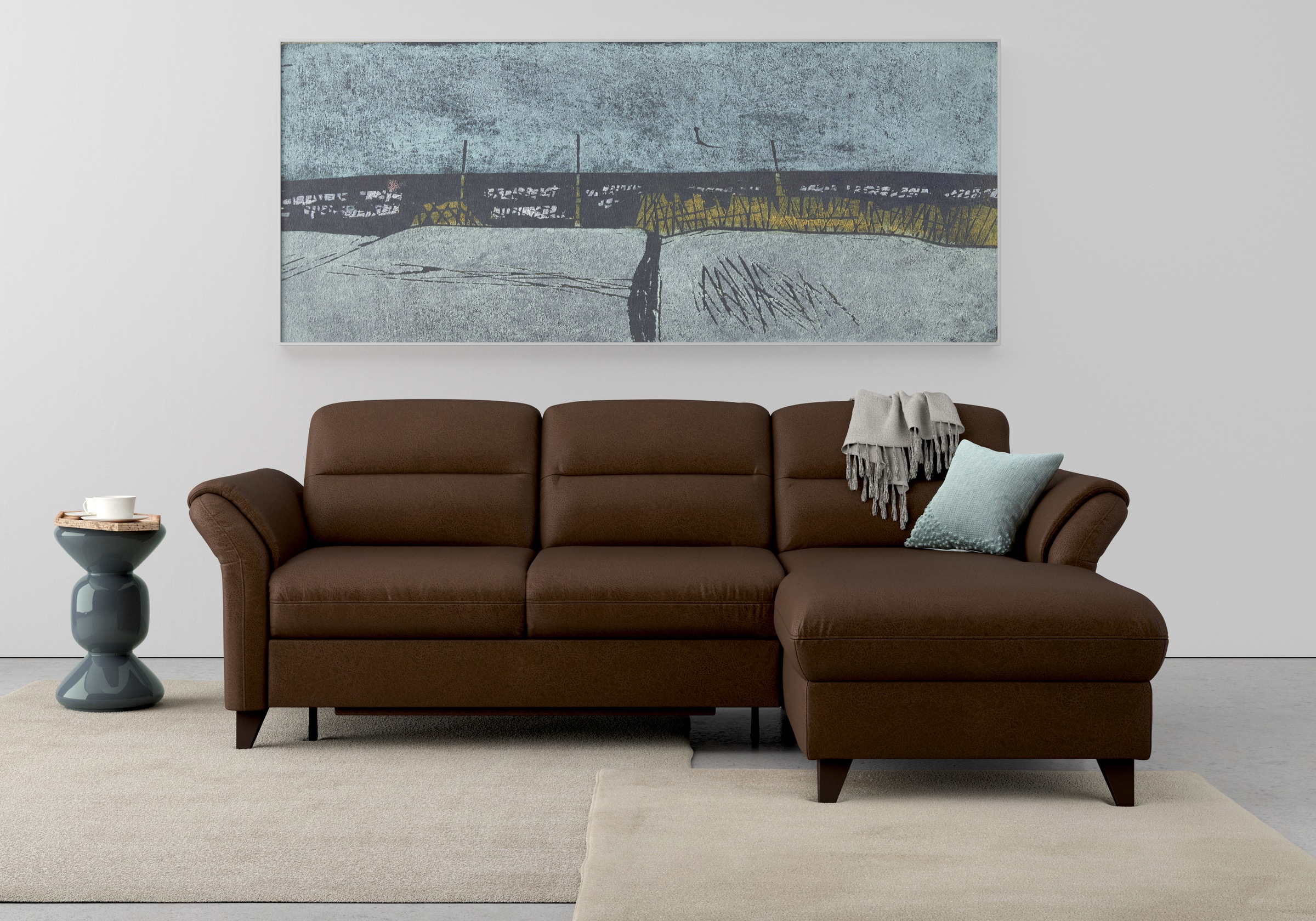 sit&more Ecksofa »Mellum L-Form«, Federkern, wahlweise mit Bettfunktion, Bettkasten und Armteilfunktion