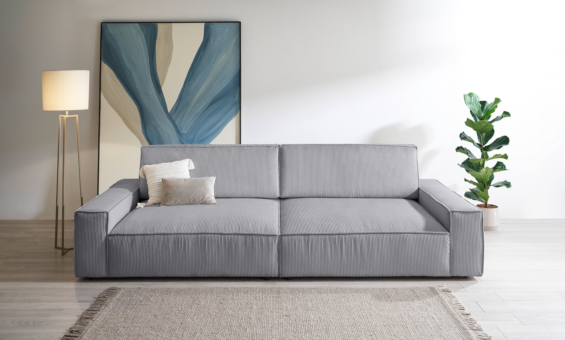 Home affaire Big-Sofa »NEU: SHERWOOD XXL, Big-Sofa (316cm), extra tiefe Sitzfläche 95 cm«, bequemer Sitzkomfort, Cord u. Leinenoptik, Kedernaht