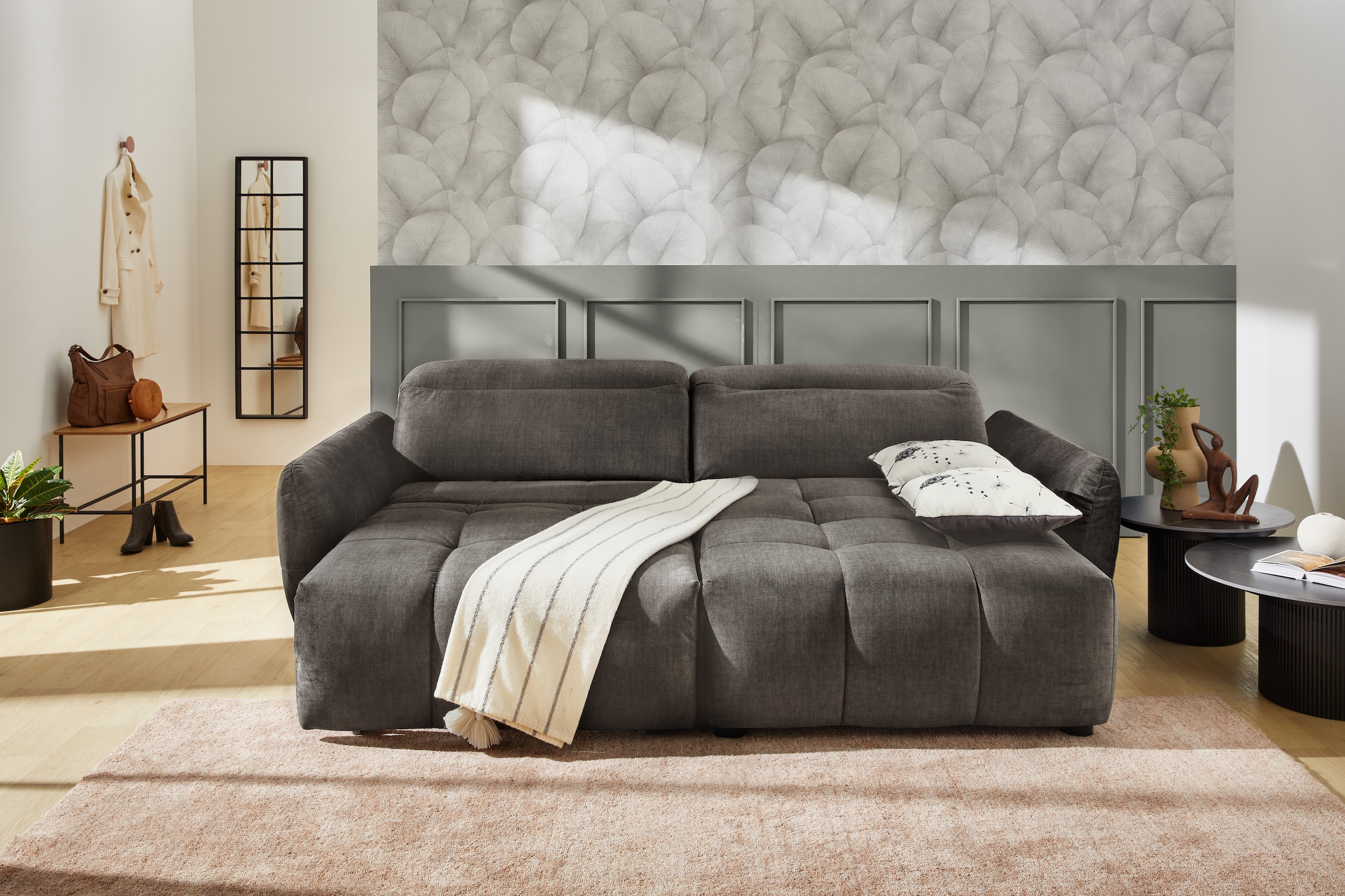 Jockenhöfer Gruppe Ecksofa »Zoom, L-Form, 140kg Belastbarkeit je Sitzplatz« 60cm elektromotorische Sitztiefenverstellung,USB-Ladeports,Kopfstützen