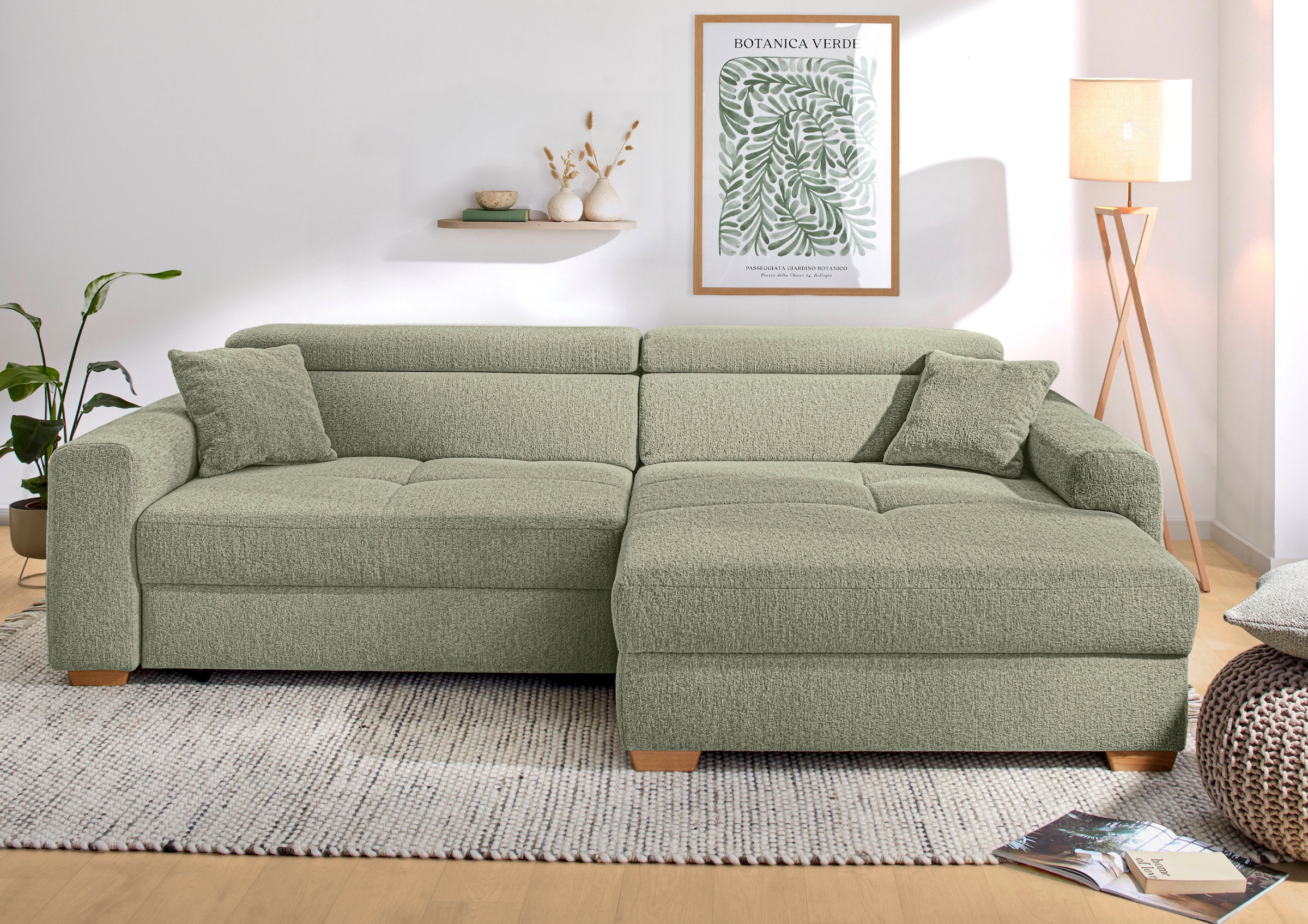 Jockenhöfer Gruppe Ecksofa »Slider L-Form, B: 277 cm Couch, 60cm elektrische Sitztiefenverstellung« 140kg Belastbarkeit, USB-Anschluss, Kopfteilverstellung & Zierkissen