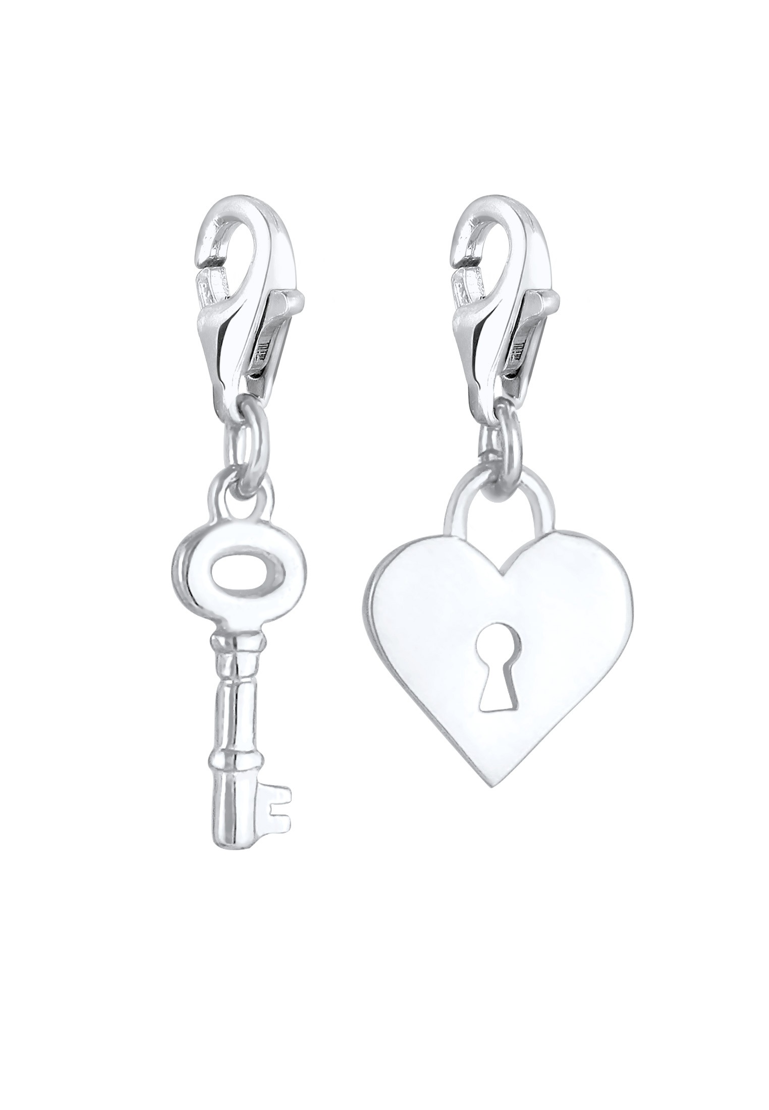 Nenalina Charm-Einhänger »Charm Schloss Schlüssel Herz Liebe Verbunden (2 tlg) 925«