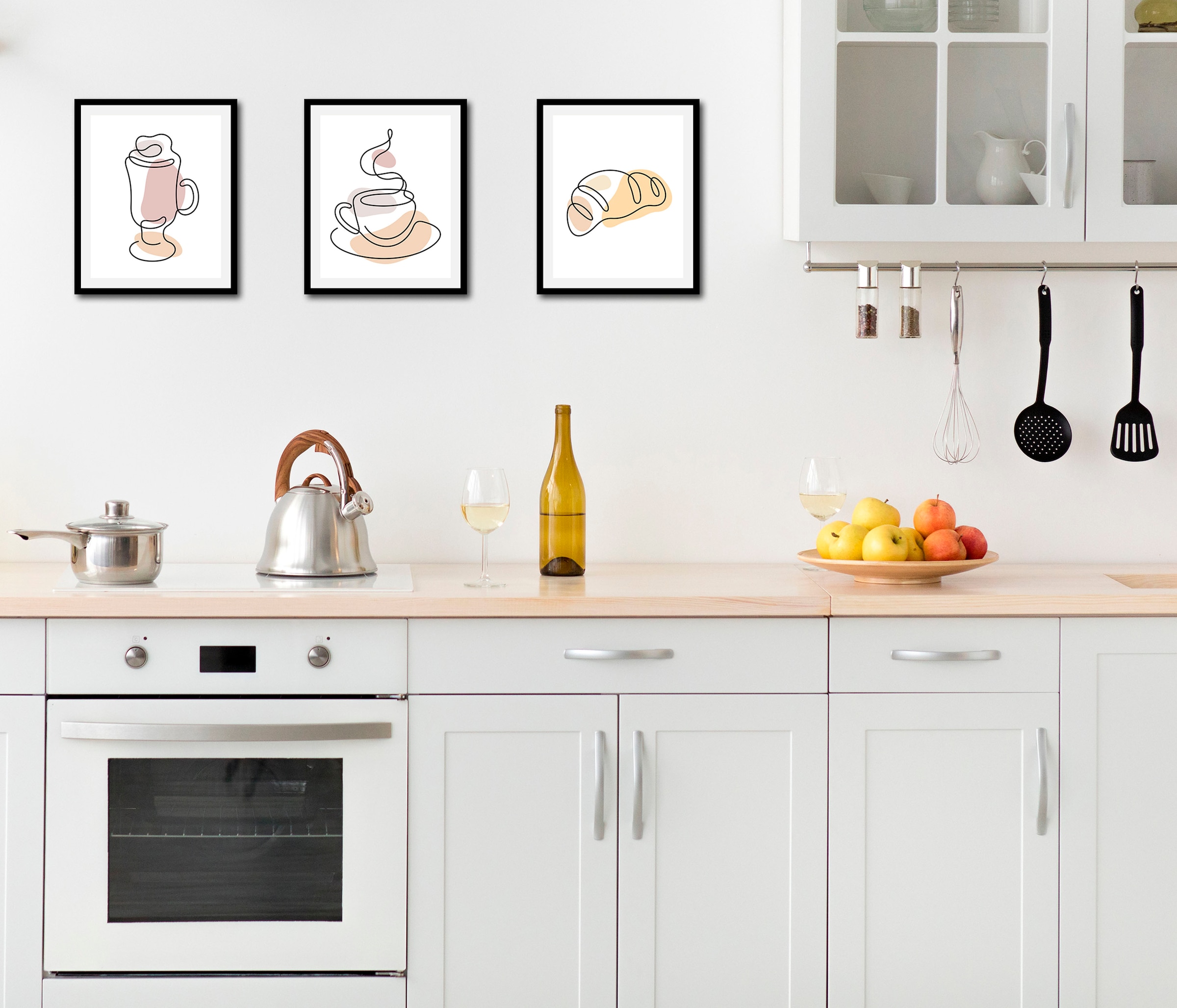 queence Bild »Set Hatty«, Blumen-Kaffee-Kaffee Bilder-Bar & Lounges-Essen-Kunst, (1 St.), gerahmt