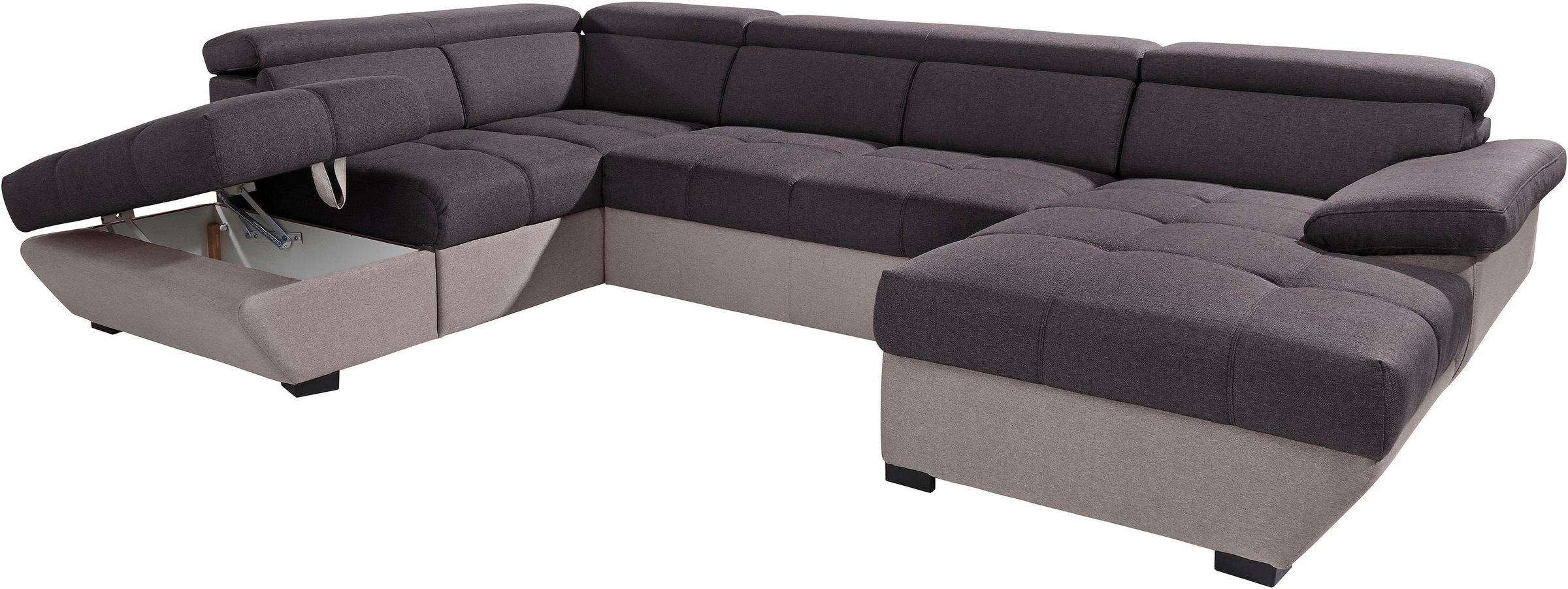 COTTA Polstergarnitur »Speedway U-Form«, (Set), Set bestehend aus: Wohnlandschaft mit Kopfteilverstellung & Hocker