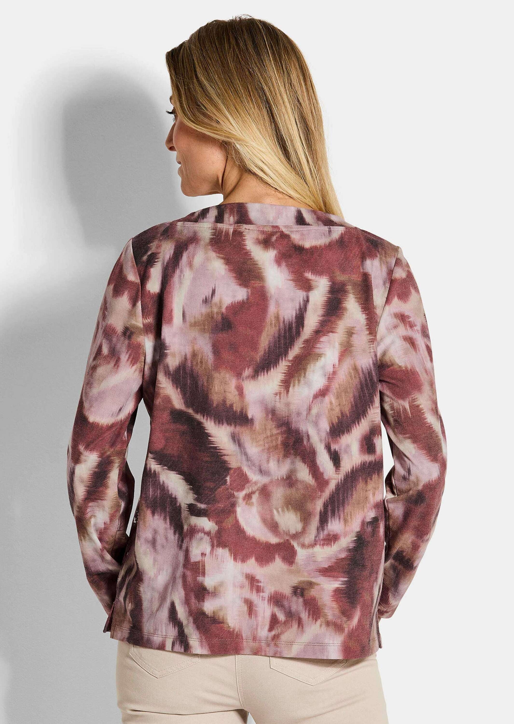 GOLDNER Print-Shirt »Kurzgröße Sweatshirt in Metallic-Optik«
