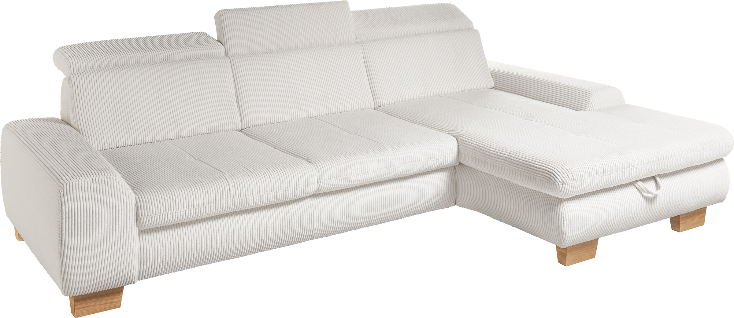 set one by Musterring Ecksofa, Kopteil verstellbar, mit Bettfunktion, in Cord, silver, Sitzhöhe 49