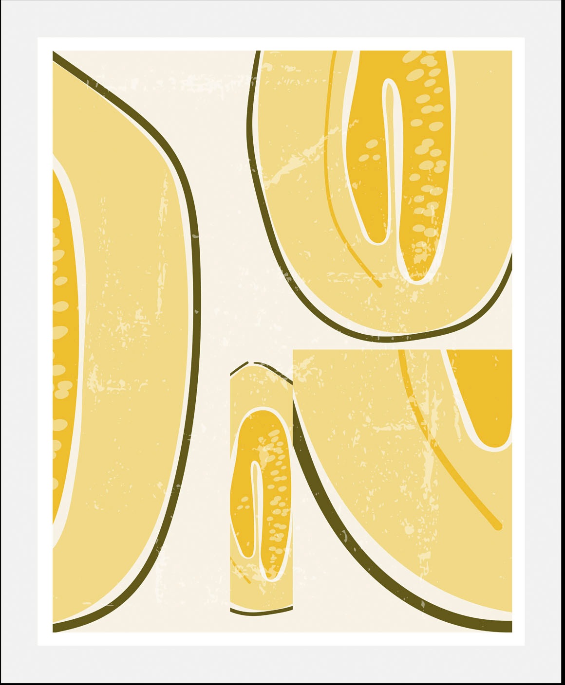 queence Bild »Fifi«, Obst-Obst Bilder-Essen-Lebensmittel-Kunst-Abstrakt-Figuren, (1 St.), HD Premium Poster-Druck inkl. Holzrahmen