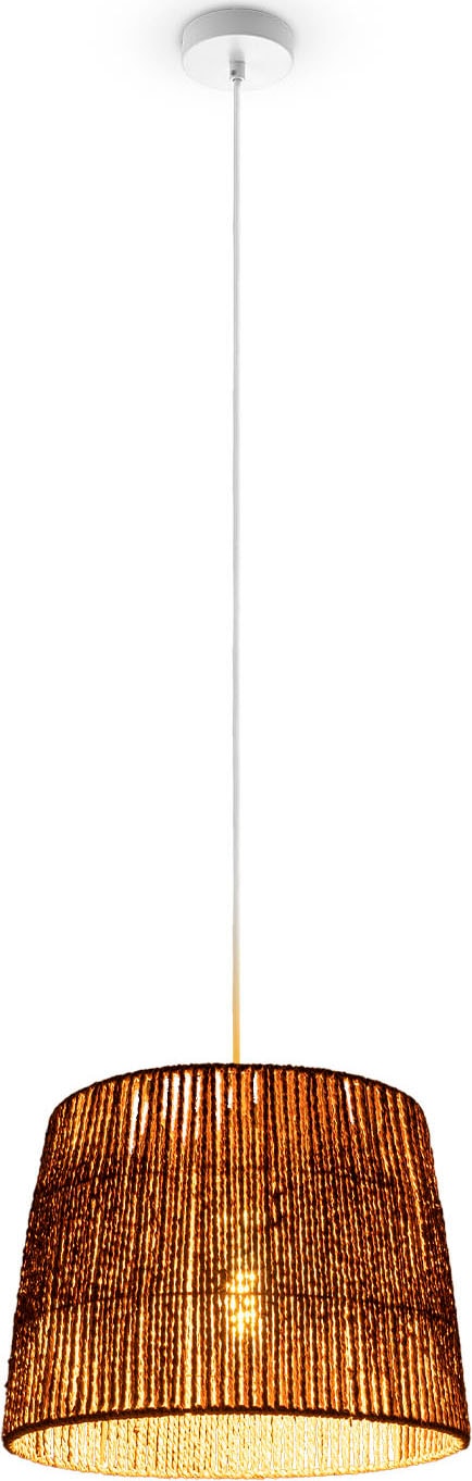 Paco Home Pendelleuchte »Hugo Amadeo« E27 Wohnzimmer Esszimmer Rattan Optik Boho Lampenschirm Papier