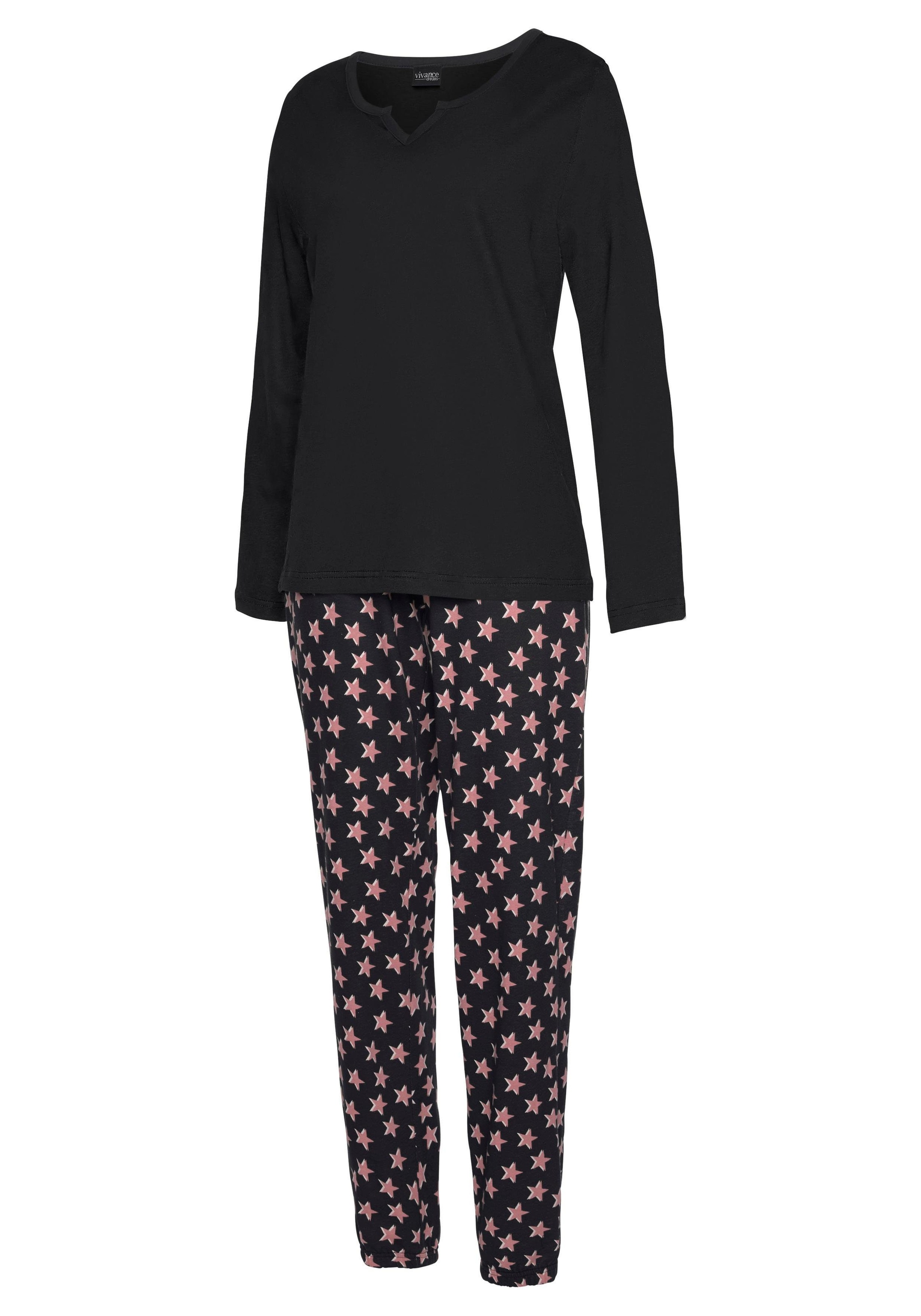 Vivance Dreams Pyjama, (4 tlg., 2 Stück), mit Sternenmuster