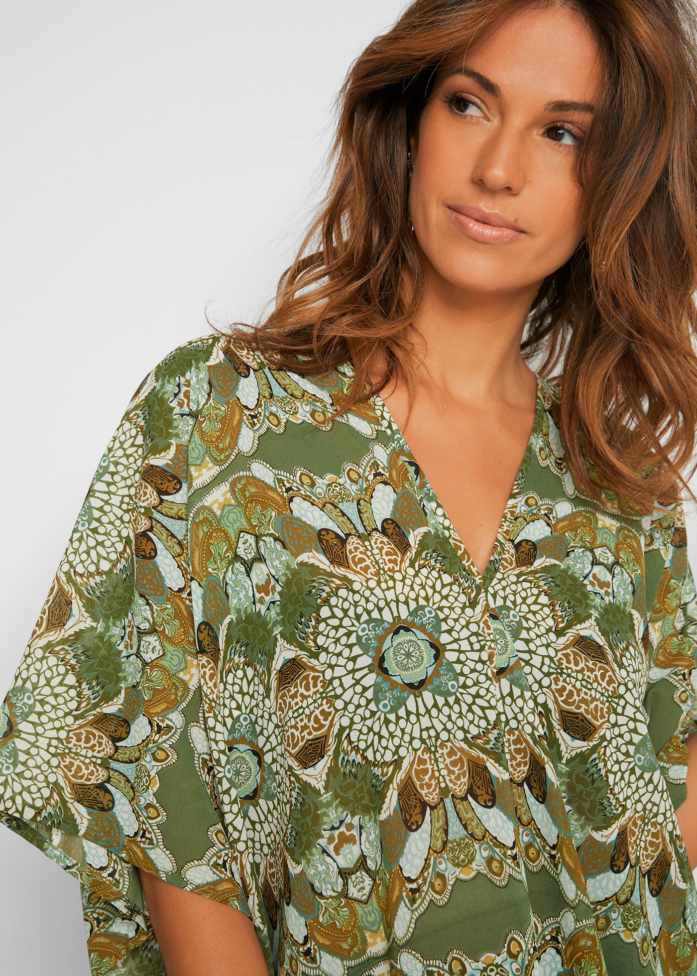 bonprix Tunikakleid für Frühjahr und Sommer, Strandkleid, aus Polyester, lang