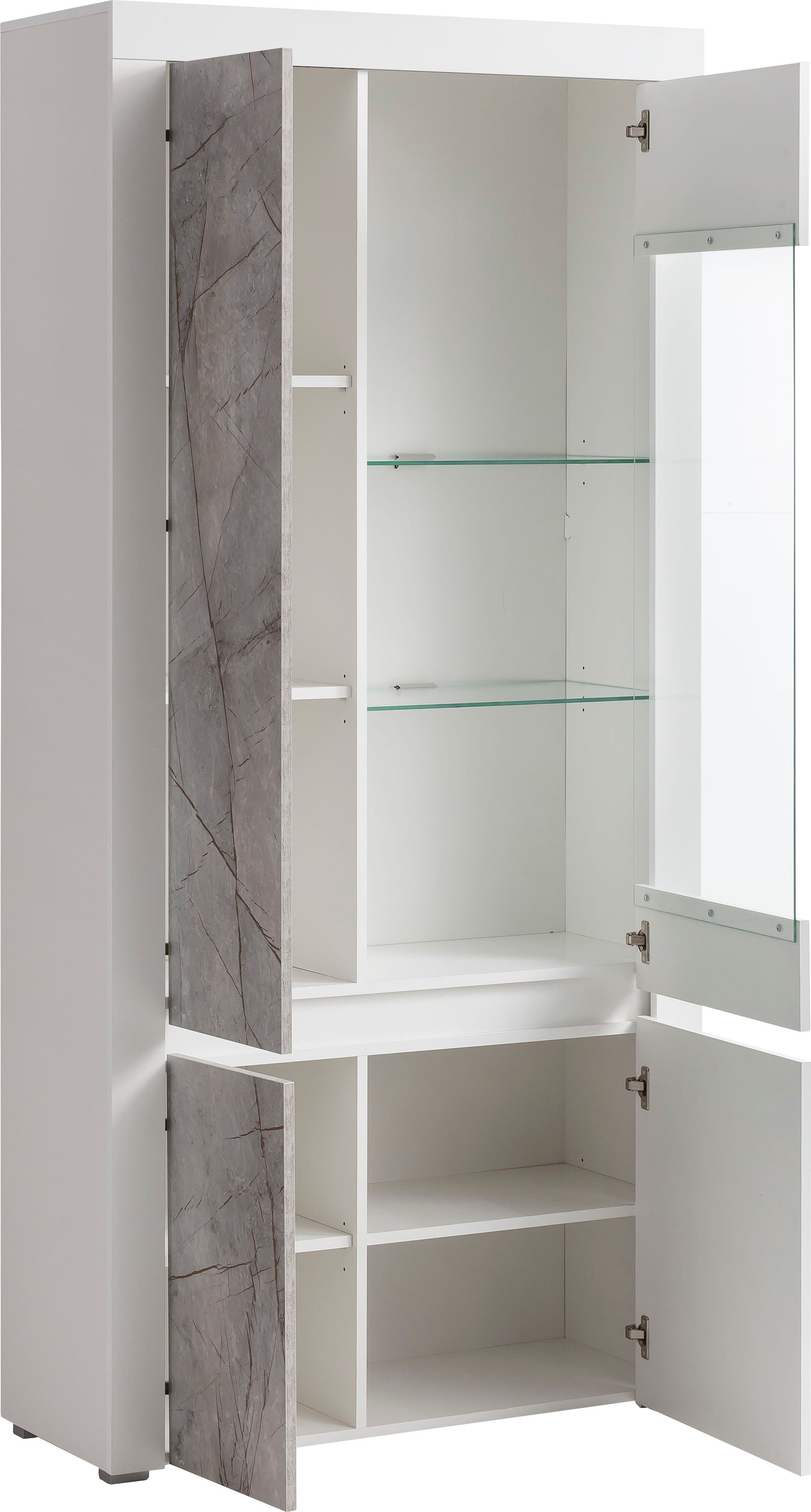 Home affaire Wohnwand »Stone Marble«, (4 St.), bestehend aus vier Möbelstücken, in grifflosen Design, Breite 390 cm
