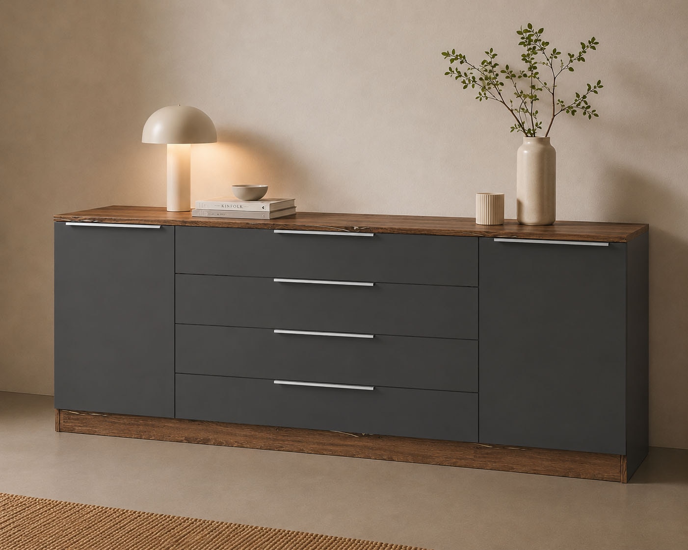 borchardt Möbel Kommode »Oliva, Kommode mit Metallgriffen« Breite 200 cm, mit 4 Schubkästen