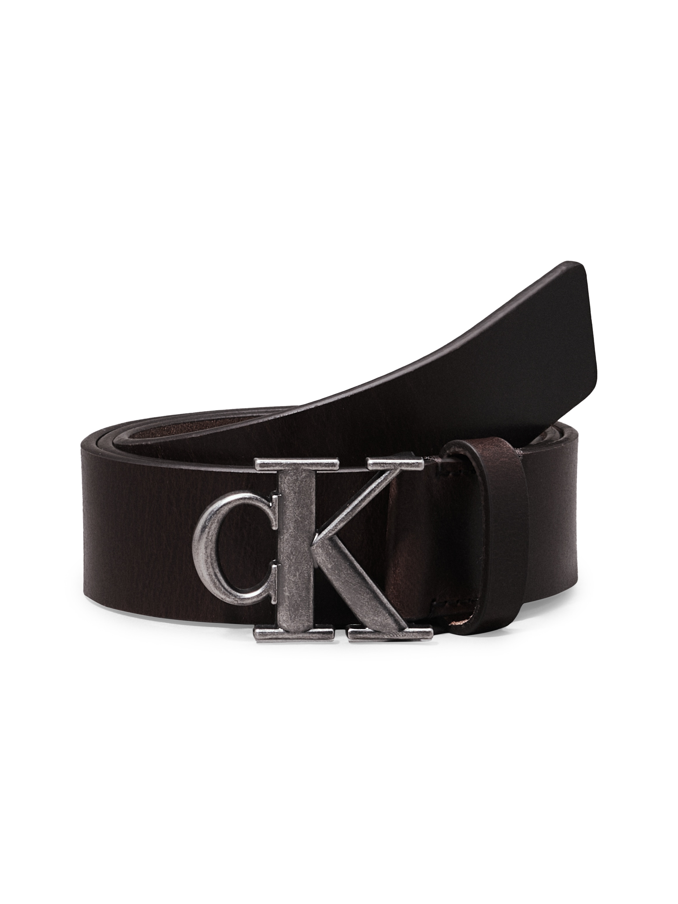 Calvin Klein Jeans Ledergürtel »ROUND MONO PLAQUE LTHR BELT 35MM«, mit CK-Logoschließe