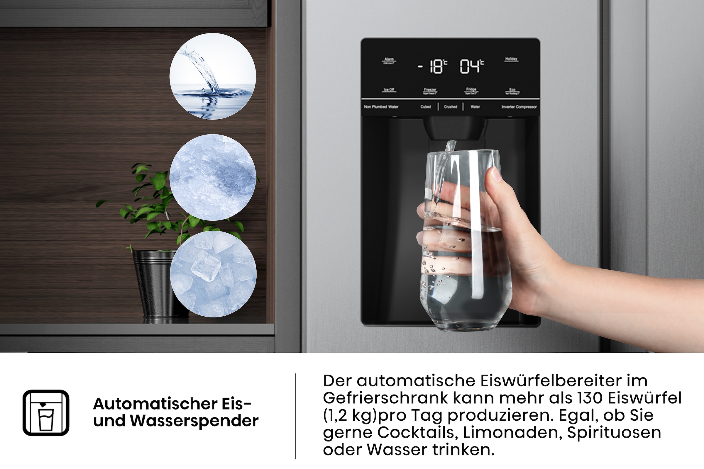 Hisense Side-by-Side »RS5P535NTCE«, Wasser-/Eisspender