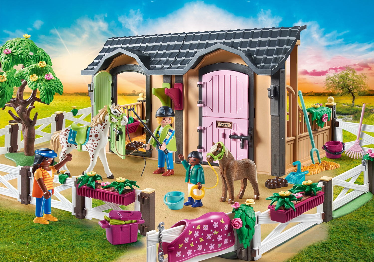 Playmobil® Konstruktions-Spielset »Reitunterricht mit Pferdeboxen (70995), Country«, (211 St.), Made in Germany