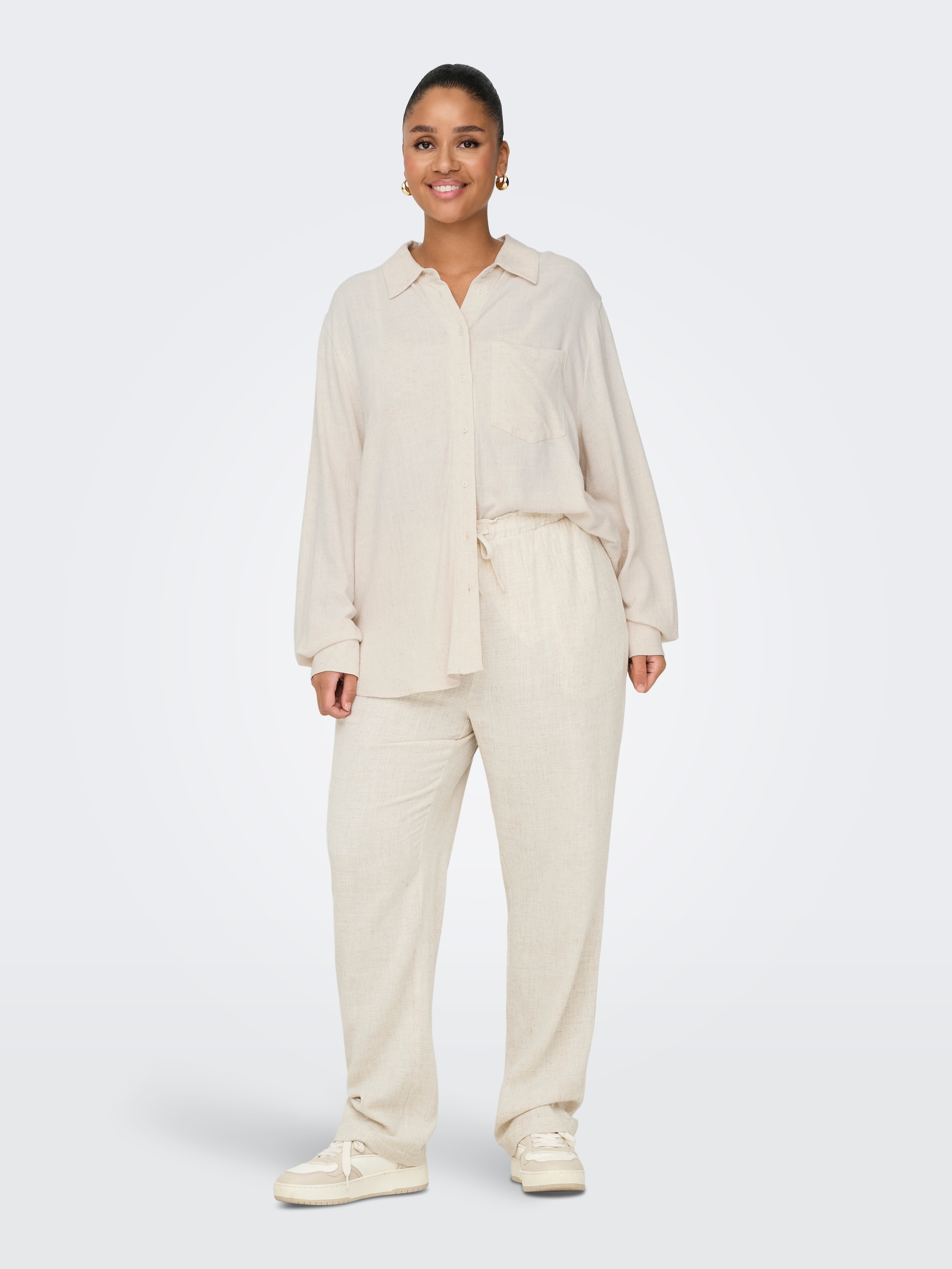 ONLY CARMAKOMA Schlupfhose »CARSIESTA HW PULL-UP LINEN BL PNT NOOS«  Viskosemischung, mit Leinen, High Waist