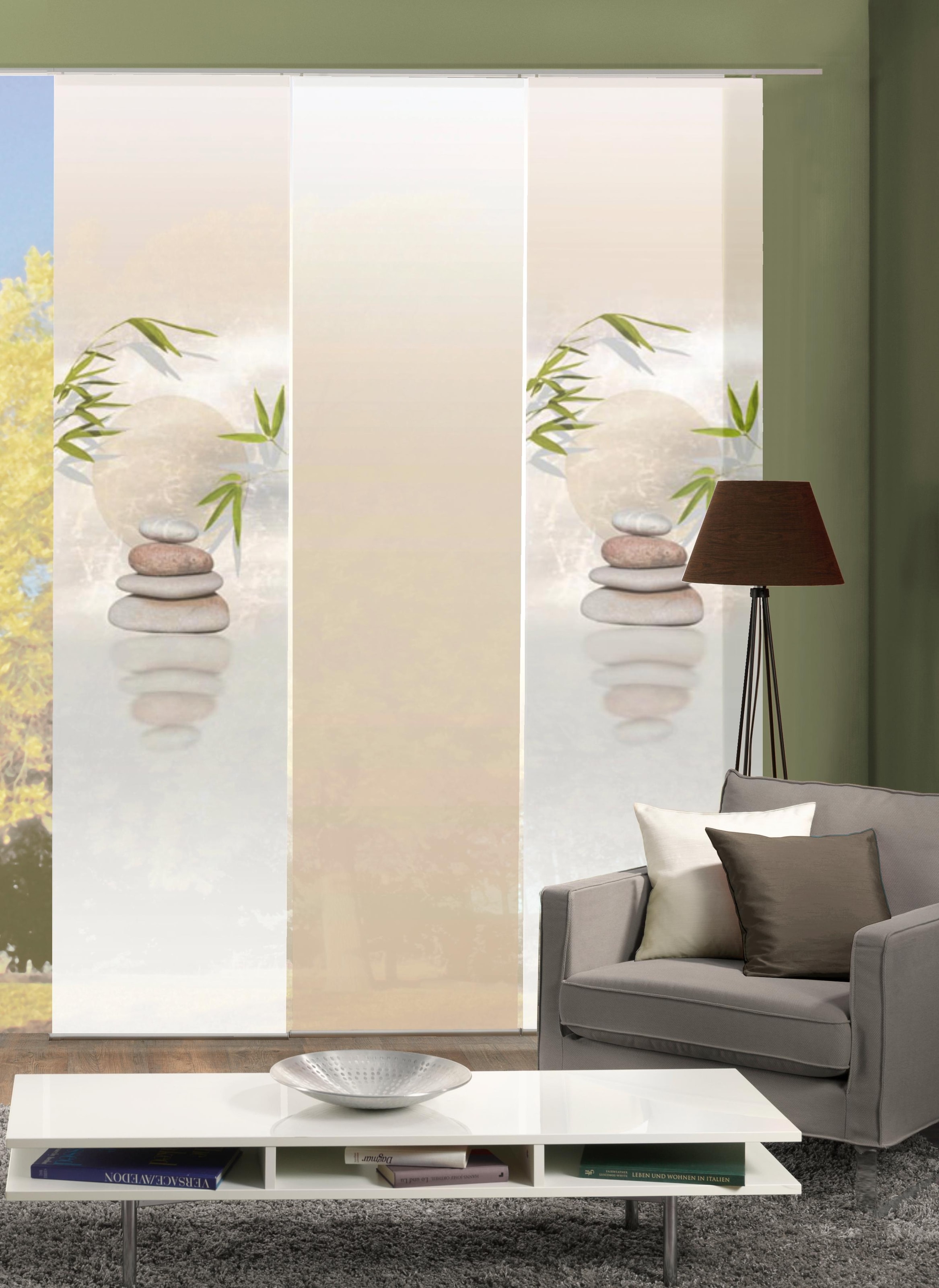 HOME WOHNIDEEN Schiebegardine »BUDA« Klettband 3 Stk. tlg. HxB: 245x60, inkl. Befestigungszubehör