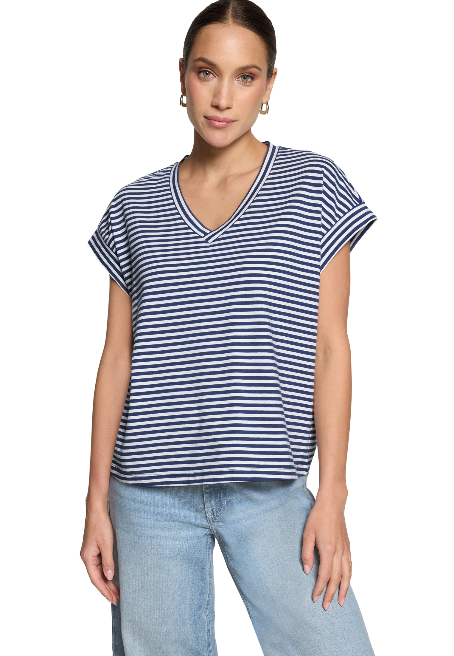 Zero Print-Shirt »Streifenshirt mit V-Ausschnitt«