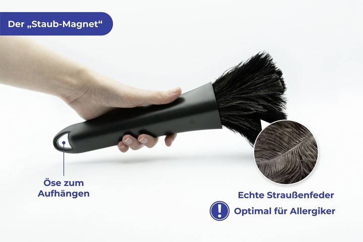 Maximex Staubwedel »Straußenfeder«, kleiner Staubwischer mit 100 % echten Straußenfedern, einschiebbar