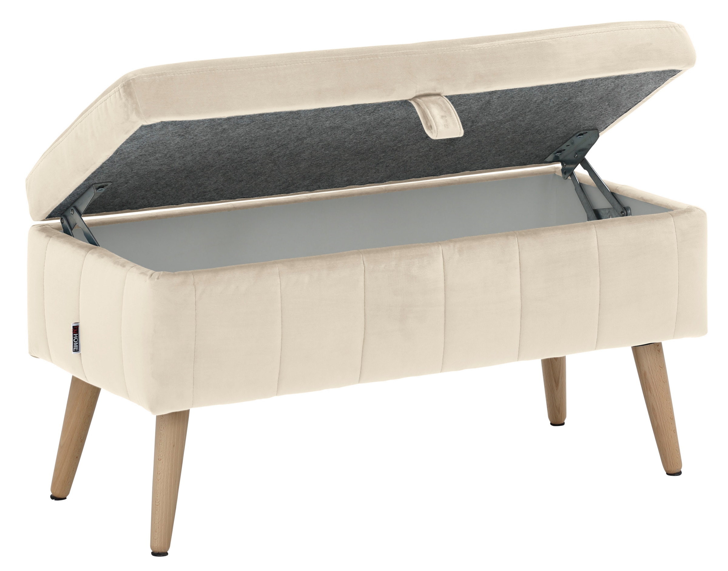 INOSIGN Truhenbank »AMIRA Sitzbank mit Stauraum, Maße B/T/H: 81/36/43 cm«, mit Staufach, in 3 Bezugsqualitäten mit feiner Steppung