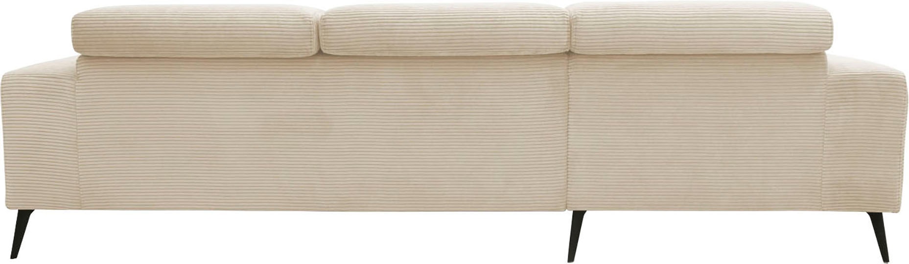 DOMO collection Ecksofa »Trento L-Form, mit Kufenfuß oder Einzelfuß«, wahlweise mit Kopfteilverstellung, Recamiere links/rechts bestellbar