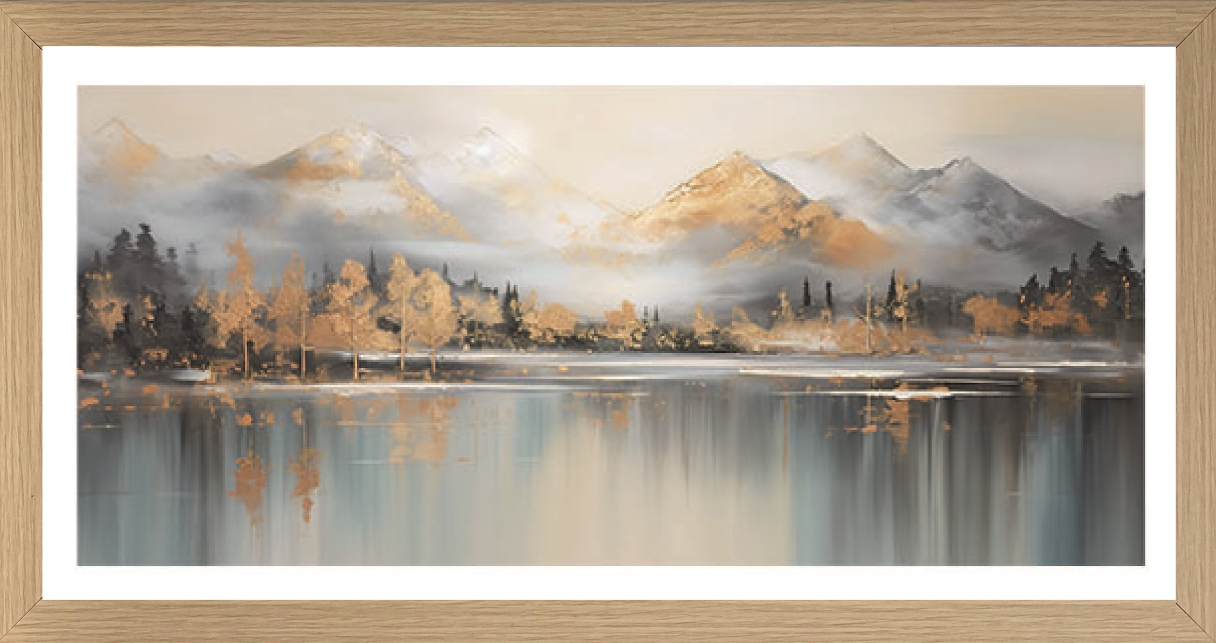 Bönninghoff Bild mit Rahmen, Berge-Landschaft-See-Seebilder-Natur-Abstrakte-Abstrakt-Waldbilder, (1 St.)