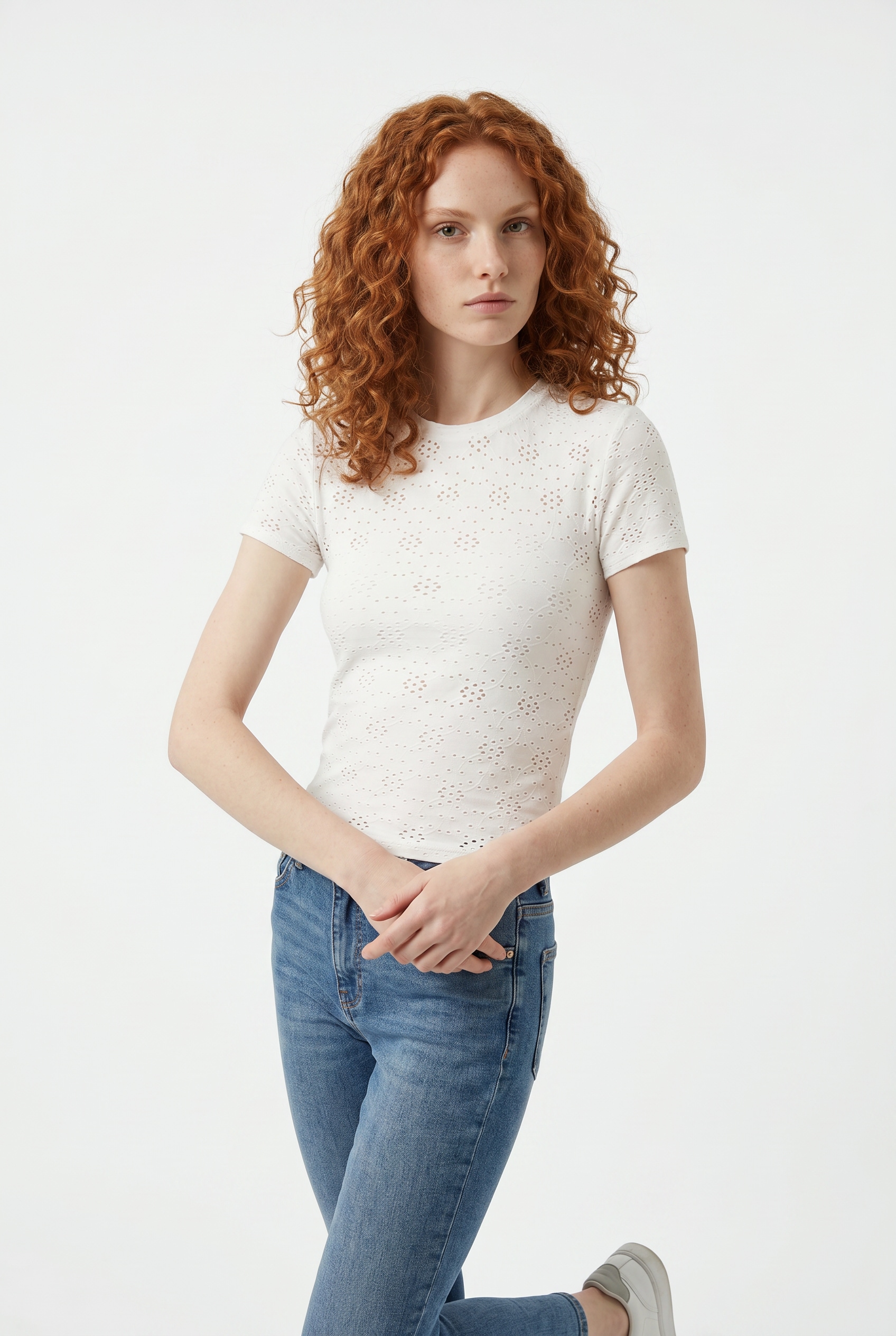 ONLY T-Shirt »ONLSMILLA NEW S/S TOP JRS« Materialmix, slim fit, Rundhals