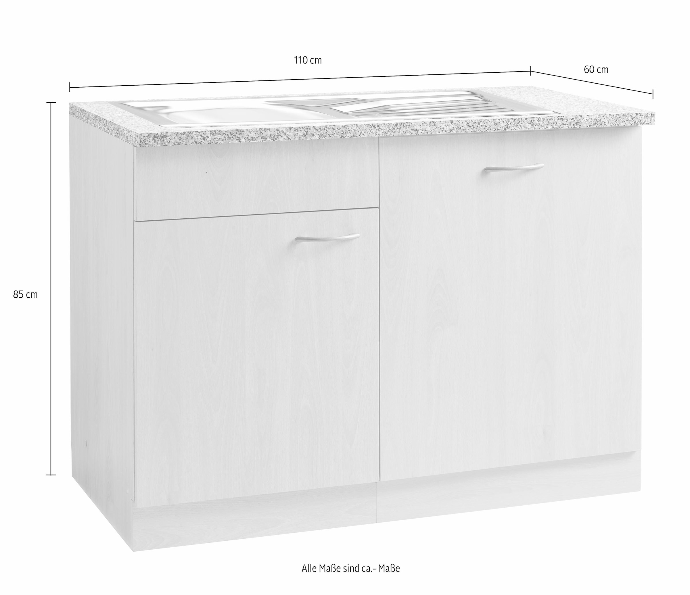 wiho Küchen Spülenschrank »Kiel«, 110 cm breit, inkl. Tür/Griff/Sockel für  Geschirrspüler bei ♕
