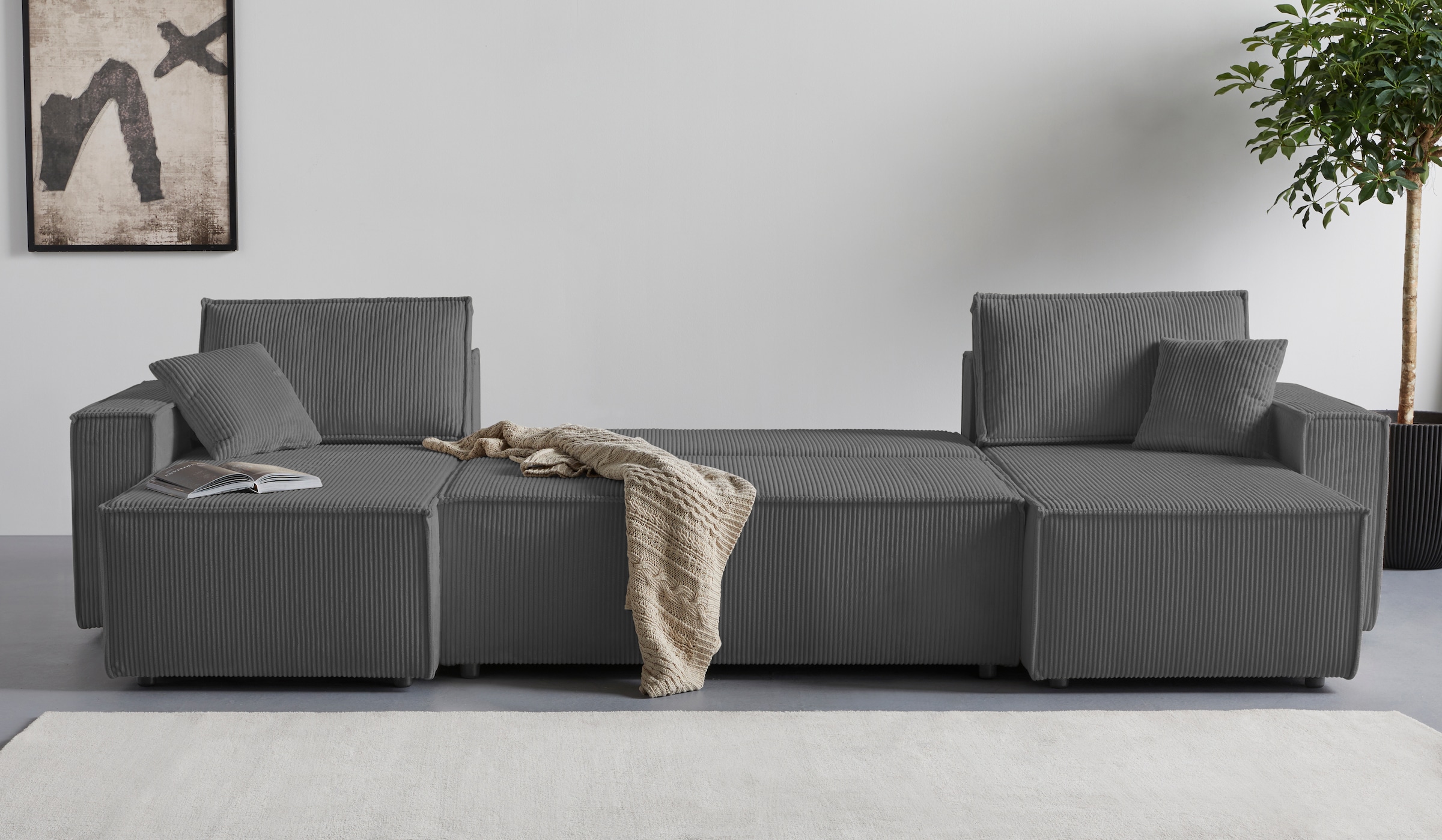 OTTO home Wohnlandschaft »CASSI L-Form, 311cm - OTTO. Verlässliche Qualität.« Schlaffunktion (133/200), Boxspring, Bettkasten, Cord, Unser Tiefpreis