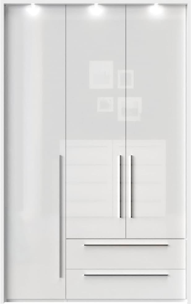 Places of Style Drehtürenschrank »Piano, inklusive Rahmen und Beleuchtung, soft-close-Funktion«, (viele Breiten zur Auswahl, 226cm hoch, mit jeweils 2 Schubladen), beige oder weiß, UV lackiert, Hochglanzfronten, FSC-zertifiziert