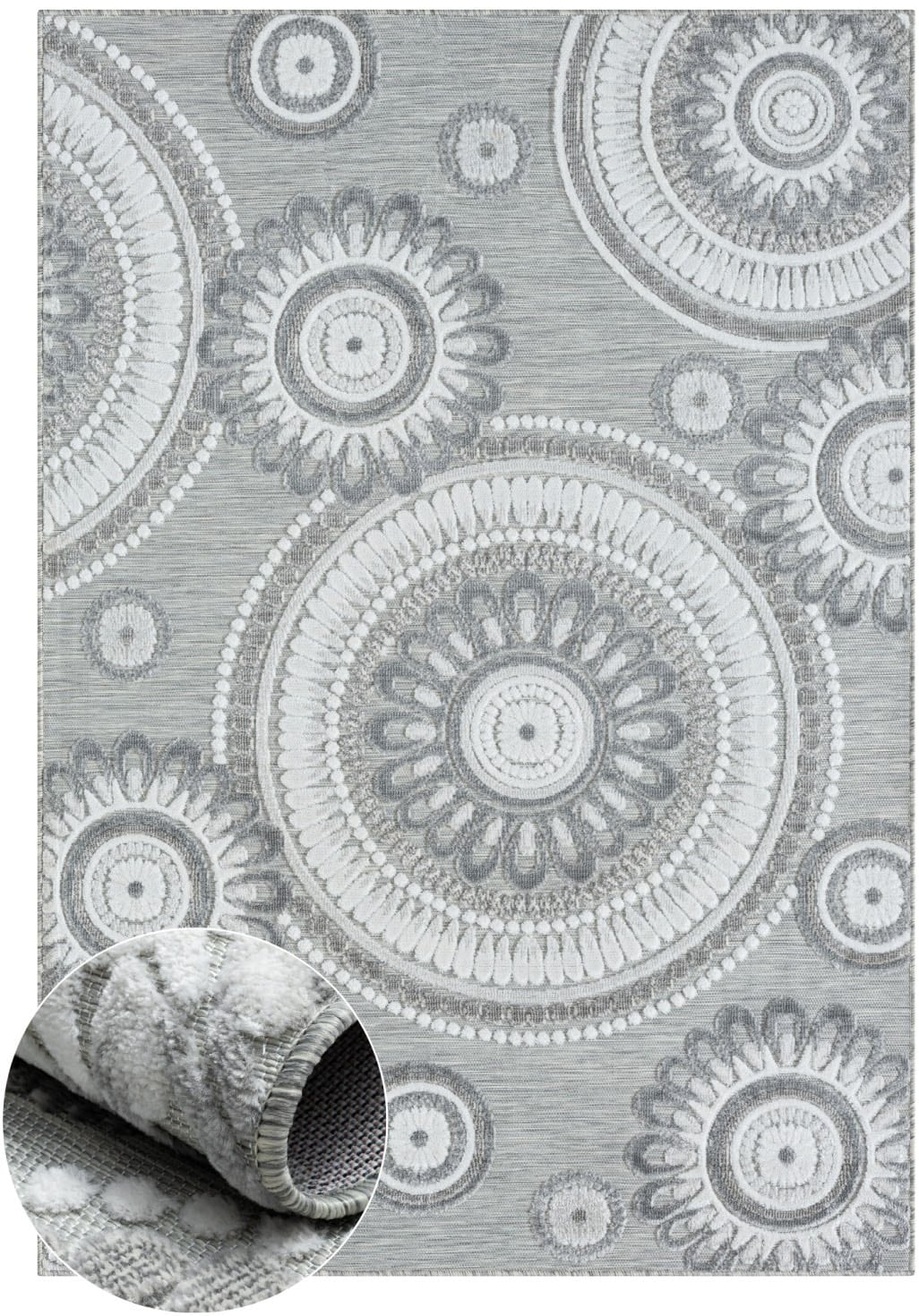 Myflair Möbel & Accessoires Teppich »Loop Lagerräumung«, rechteckig, 8 mm Höhe, modernes Design, Hoch-Tief Effekt, Outdoor geeignet, Balkon, Terrasse